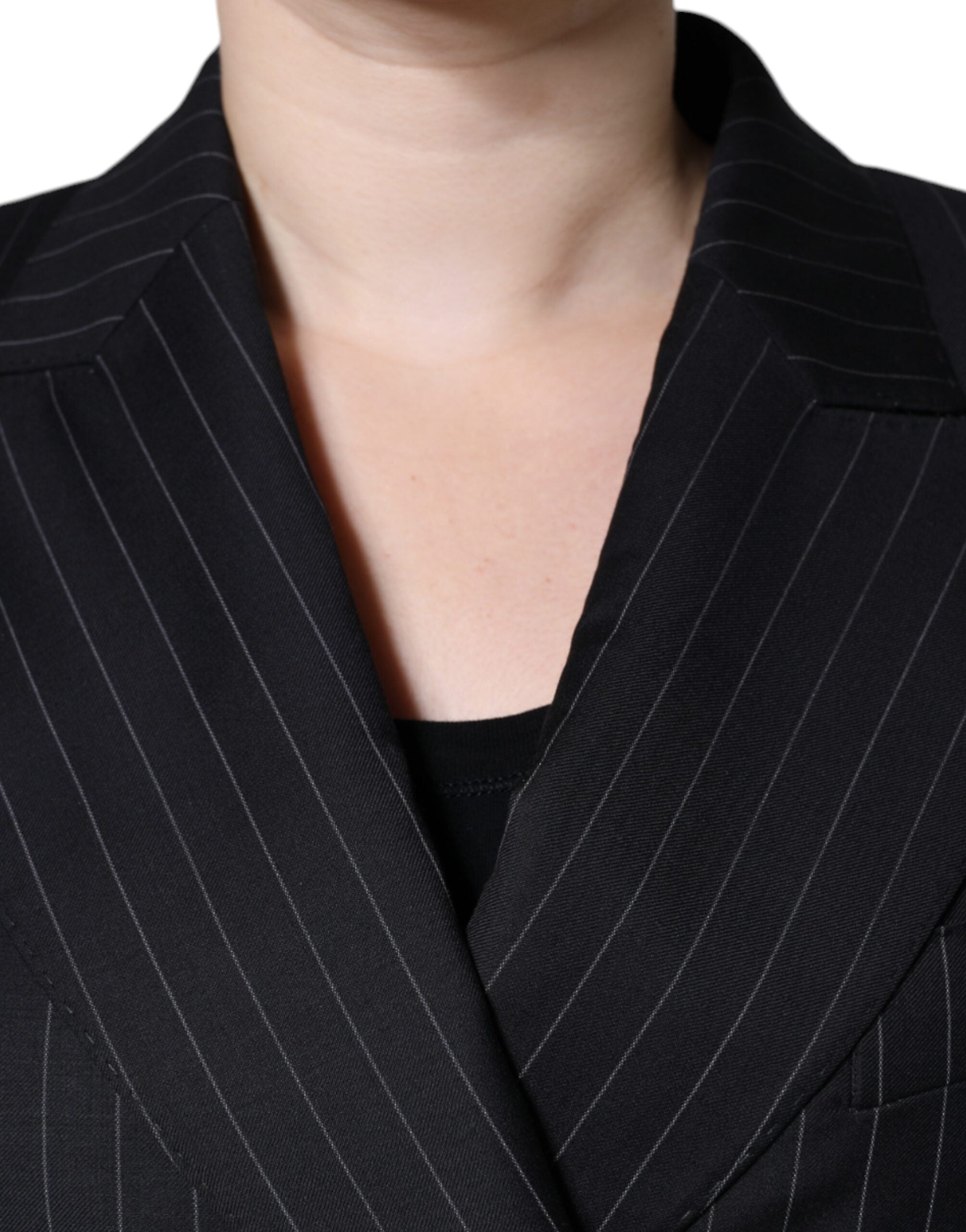 Dolce & Gabbana Black Striped Double Breasted Coat Jacket -   -  Dolce & Gabbana.