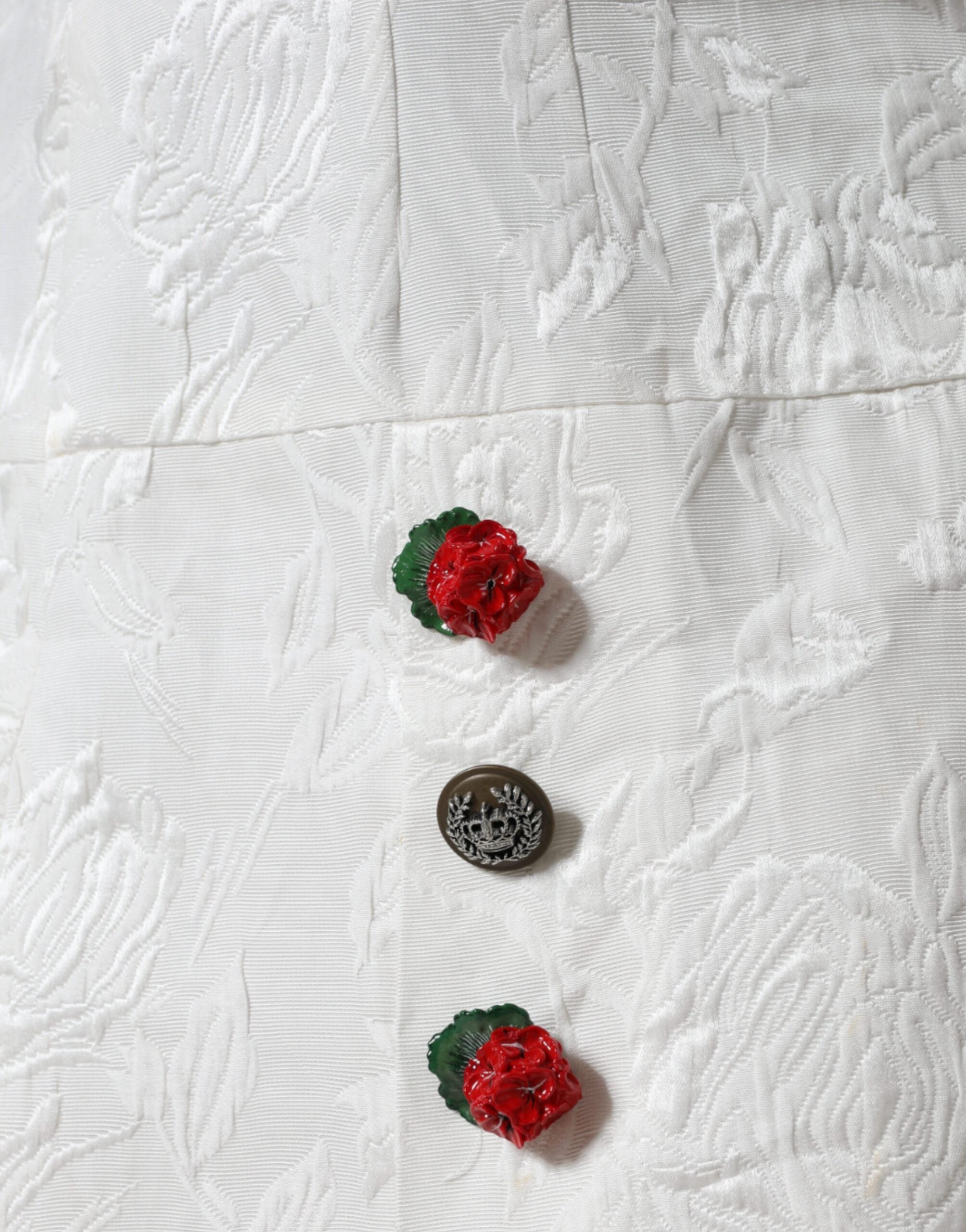 Dolce & Gabbana White Floral Brocade Embellished Mini Skirt -   -  Dolce & Gabbana.
