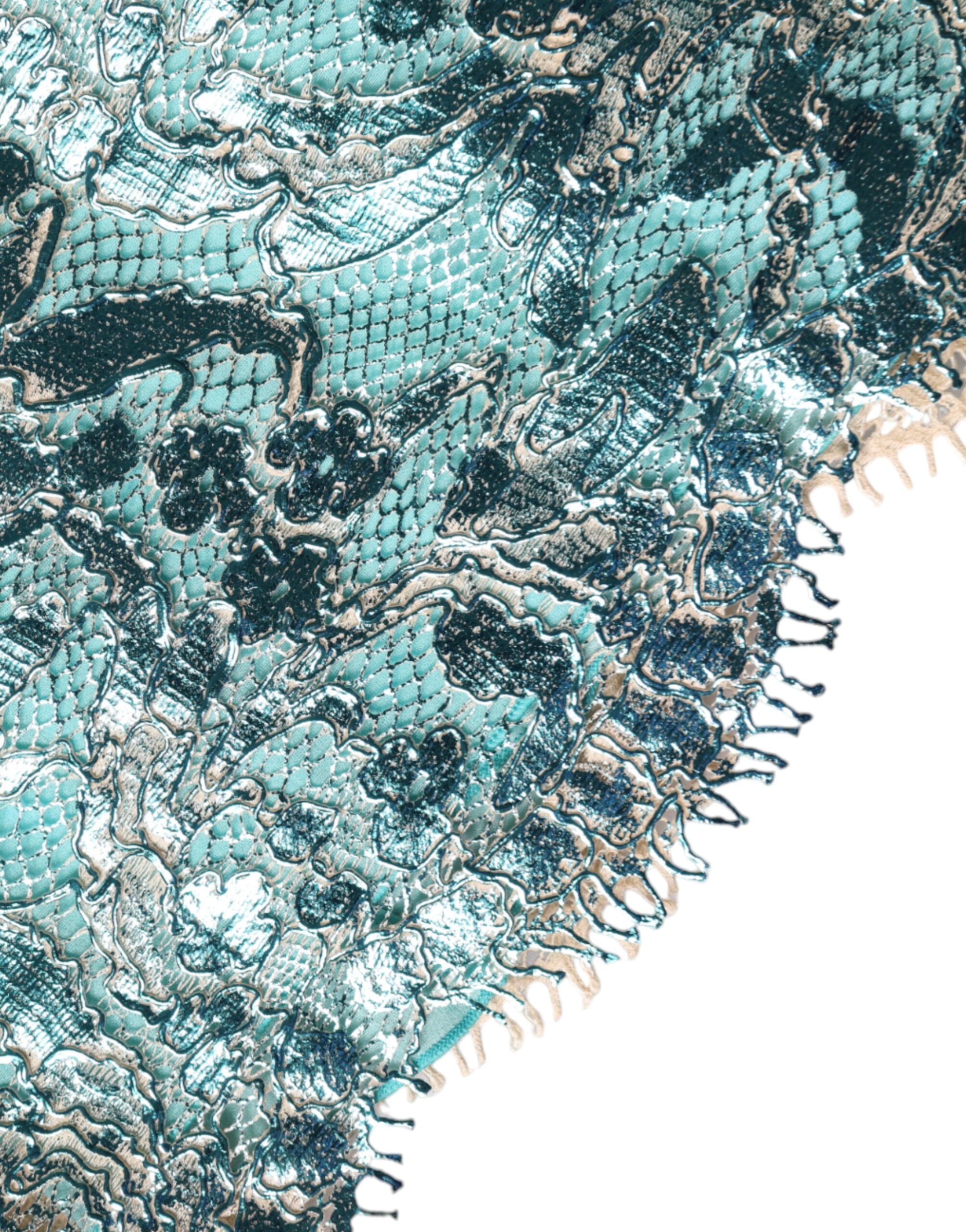 Dolce & Gabbana Blue Floral Brocade High Waist Mini Skirt -   -  Dolce & Gabbana.