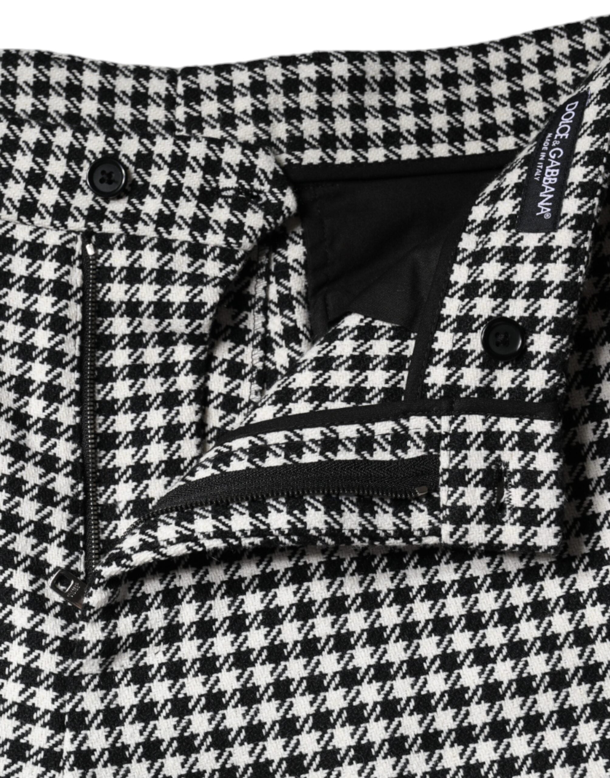 Dolce & Gabbana Black White Houndstooth Cropped Wide Leg Pants -   -  Dolce & Gabbana.