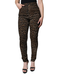 Dolce & Gabbana Brown Leopard Cotton Skinny Denim Jeans -   -  Dolce & Gabbana.