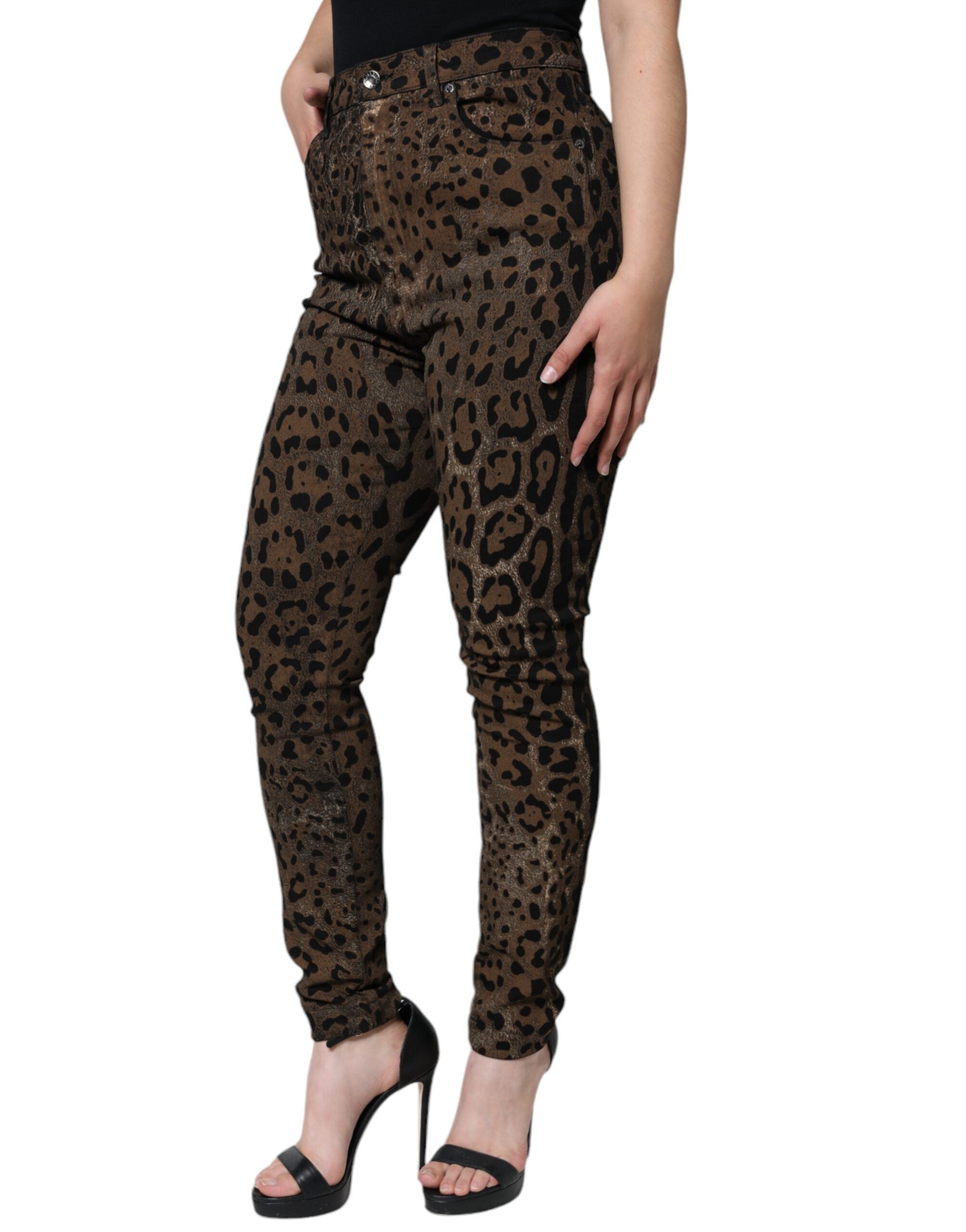 Dolce & Gabbana Brown Leopard Cotton Skinny Denim Jeans -   -  Dolce & Gabbana.
