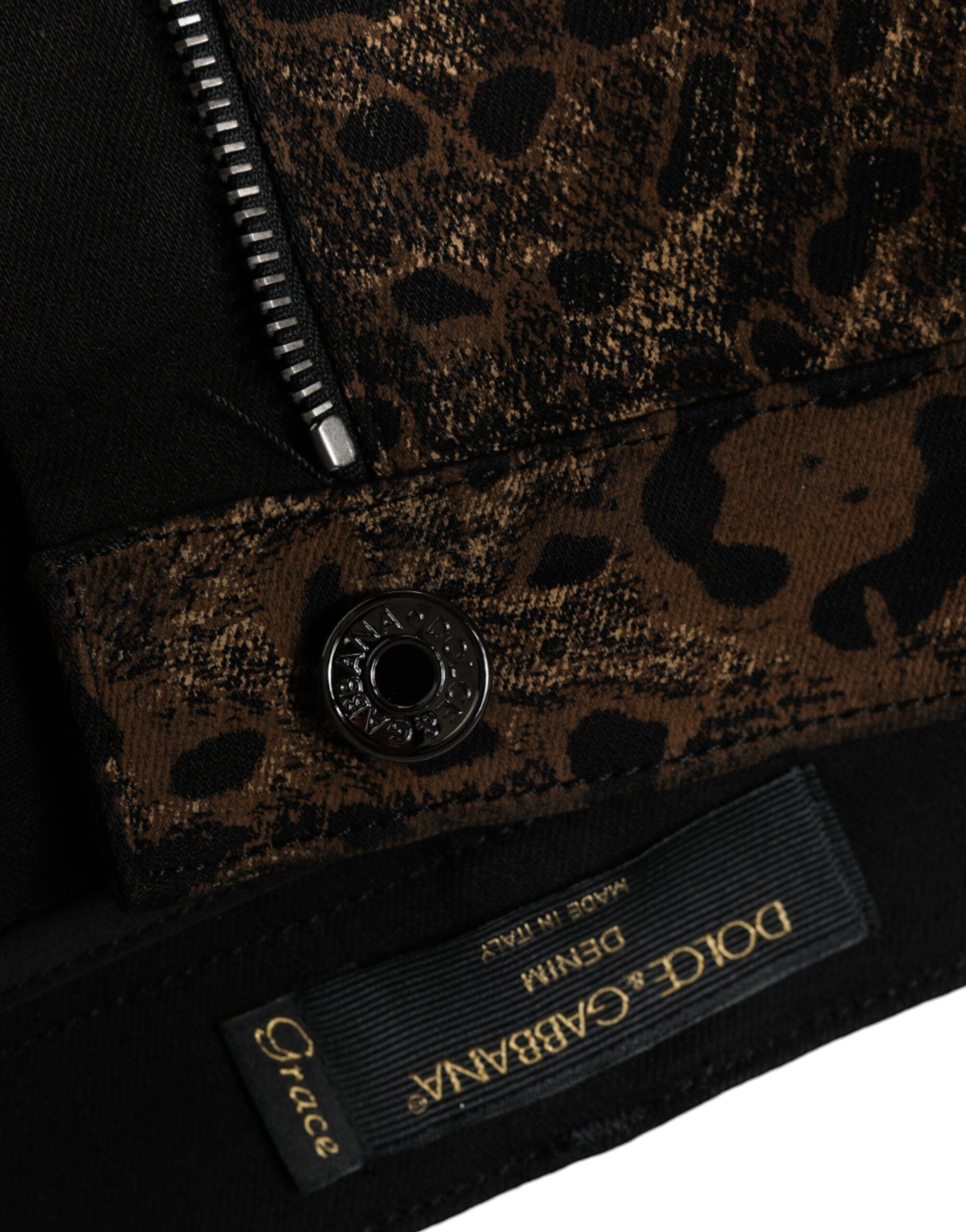 Dolce & Gabbana Brown Leopard Cotton Skinny Denim Jeans -   -  Dolce & Gabbana.