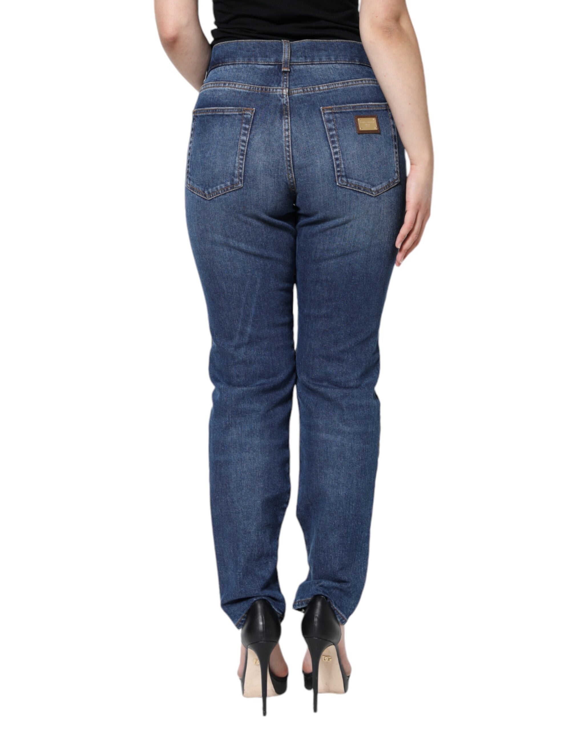 Dolce & Gabbana Black Floral Lace Front Skinny Denim Jeans -   -  Dolce & Gabbana.