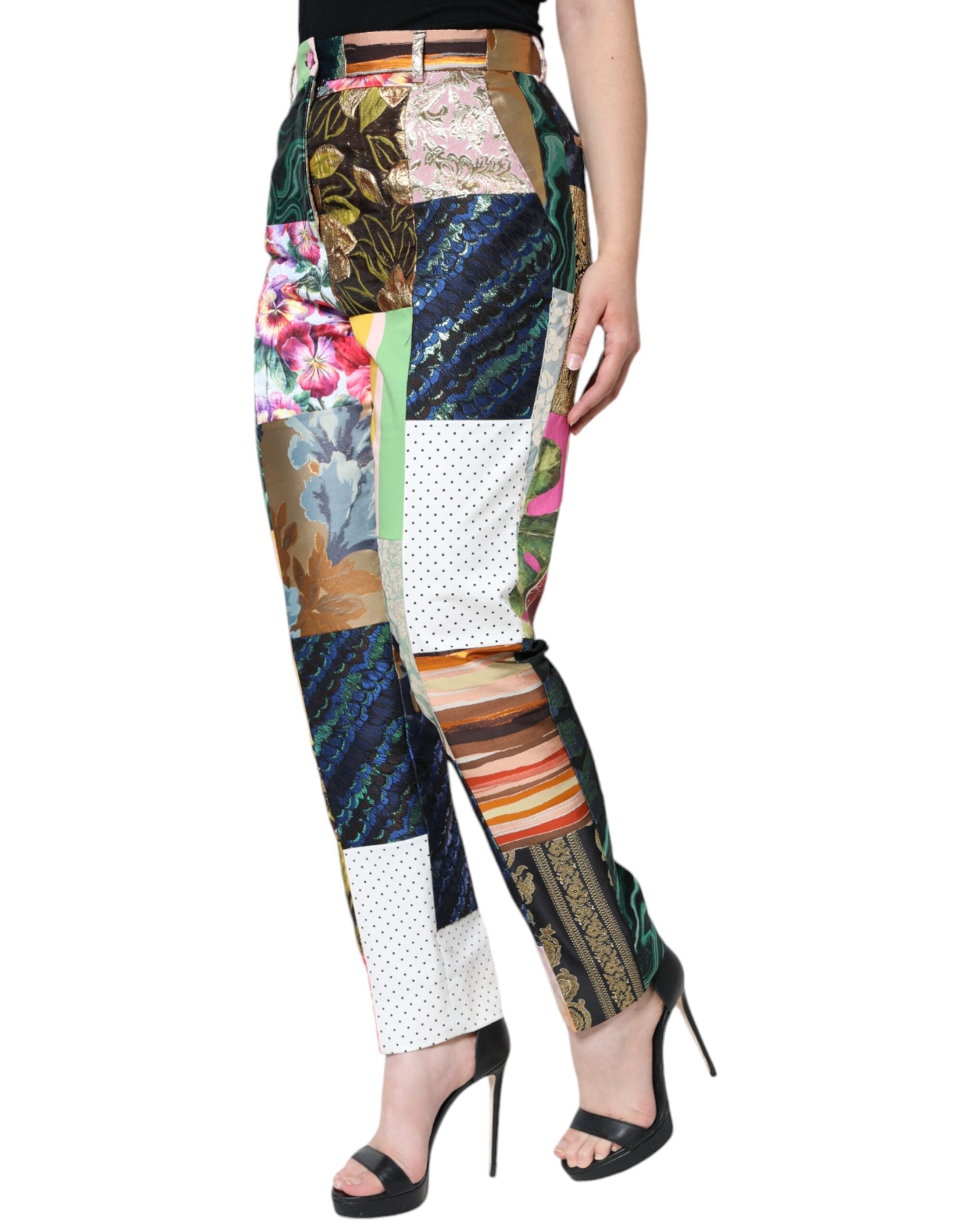 Dolce & Gabbana Multicolor Patchwork Jacquard High Waist Pants -   -  Dolce & Gabbana.