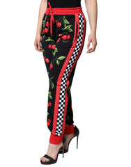 Dolce & Gabbana Black Red Cherry Mid Waist Jogger Pants -   -  Dolce & Gabbana.