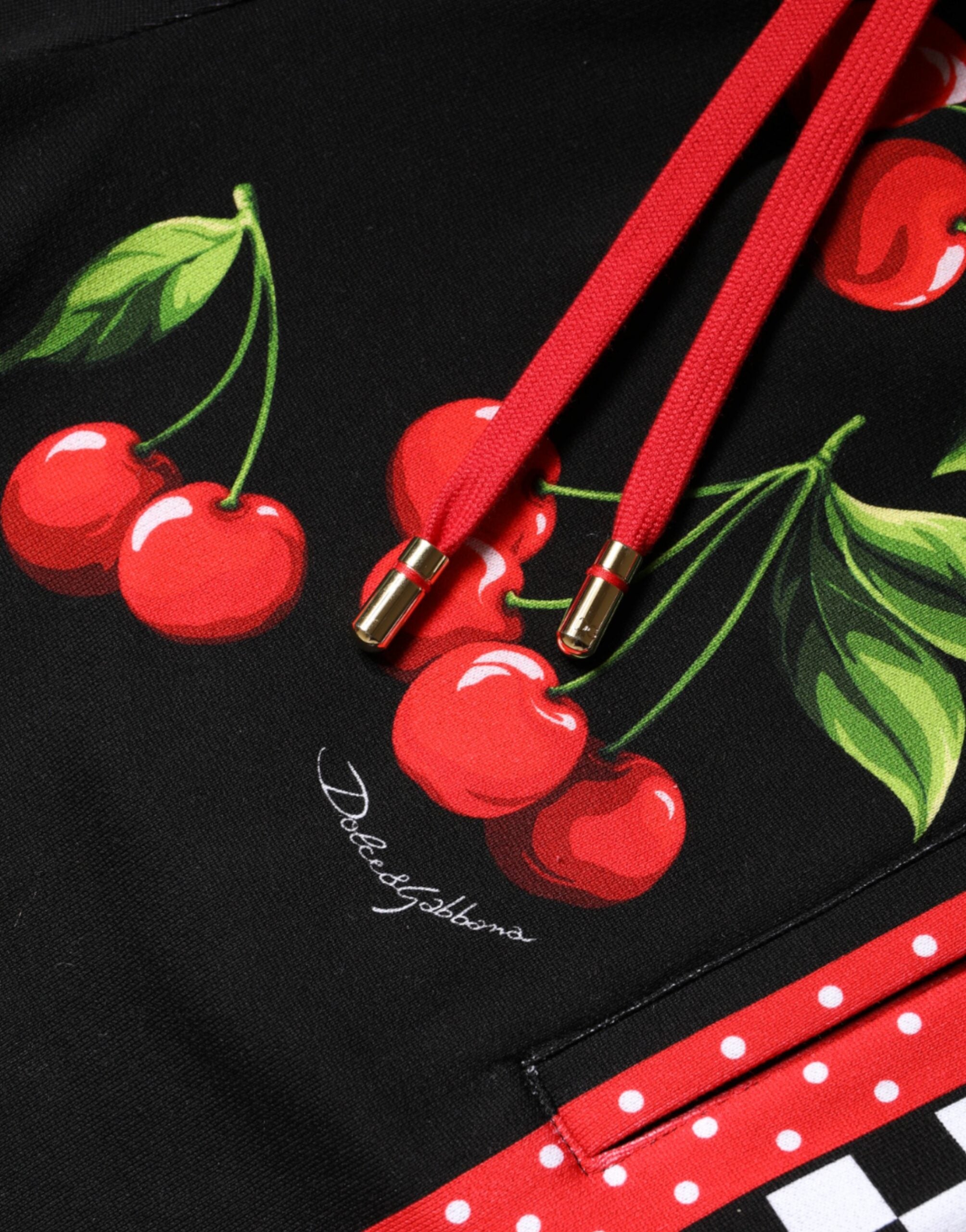Dolce & Gabbana Black Red Cherry Mid Waist Jogger Pants -   -  Dolce & Gabbana.