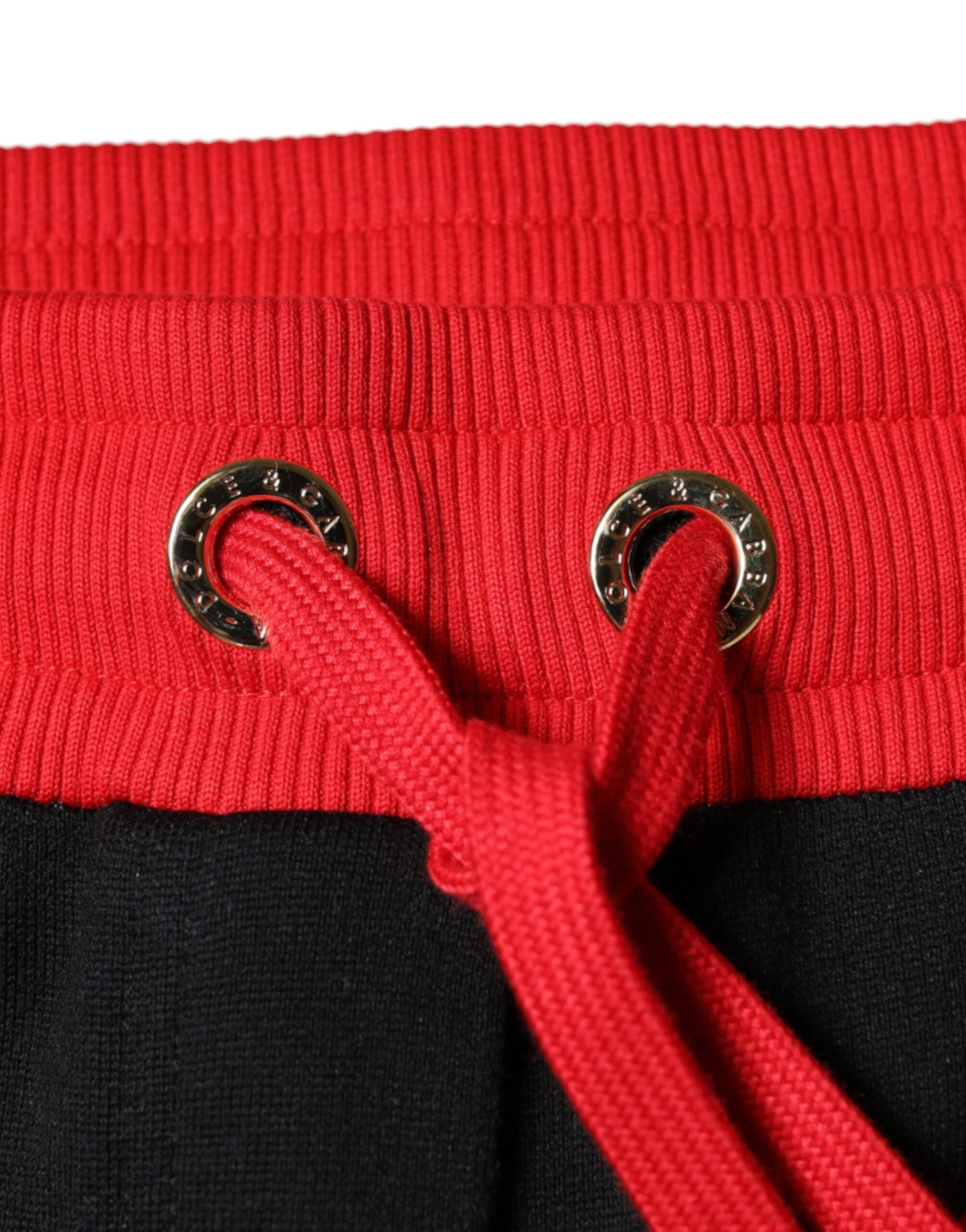 Dolce & Gabbana Black Red Cherry Mid Waist Jogger Pants -   -  Dolce & Gabbana.