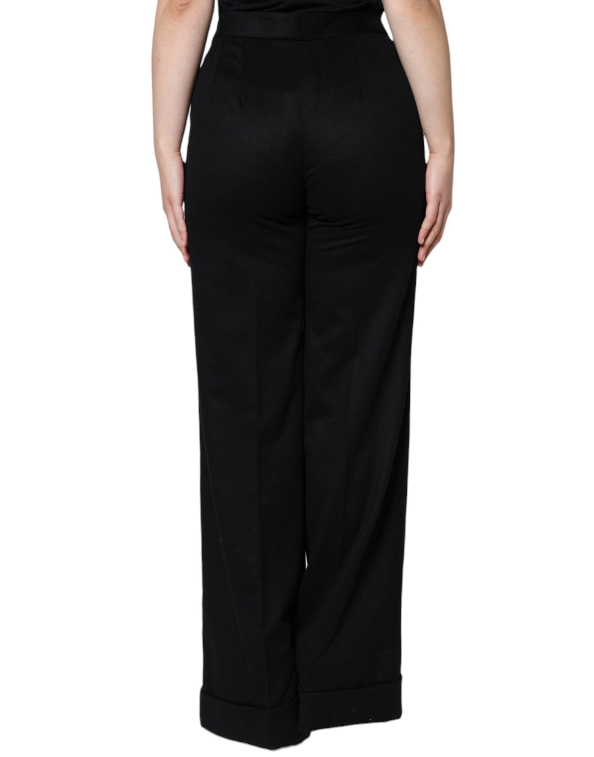 Dolce & Gabbana Black Cashmere Mid Waist Women Boot Cut Pants -   -  Dolce & Gabbana.