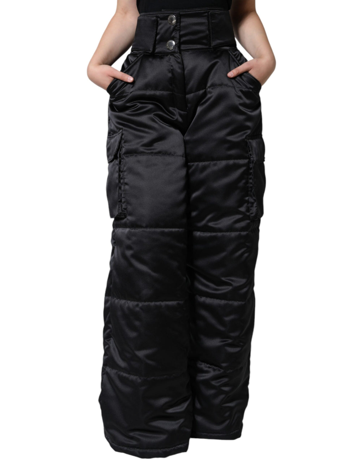 Dolce & Gabbana Black Quilted High Waist Women Boot Cut Pants -   -  Dolce & Gabbana.