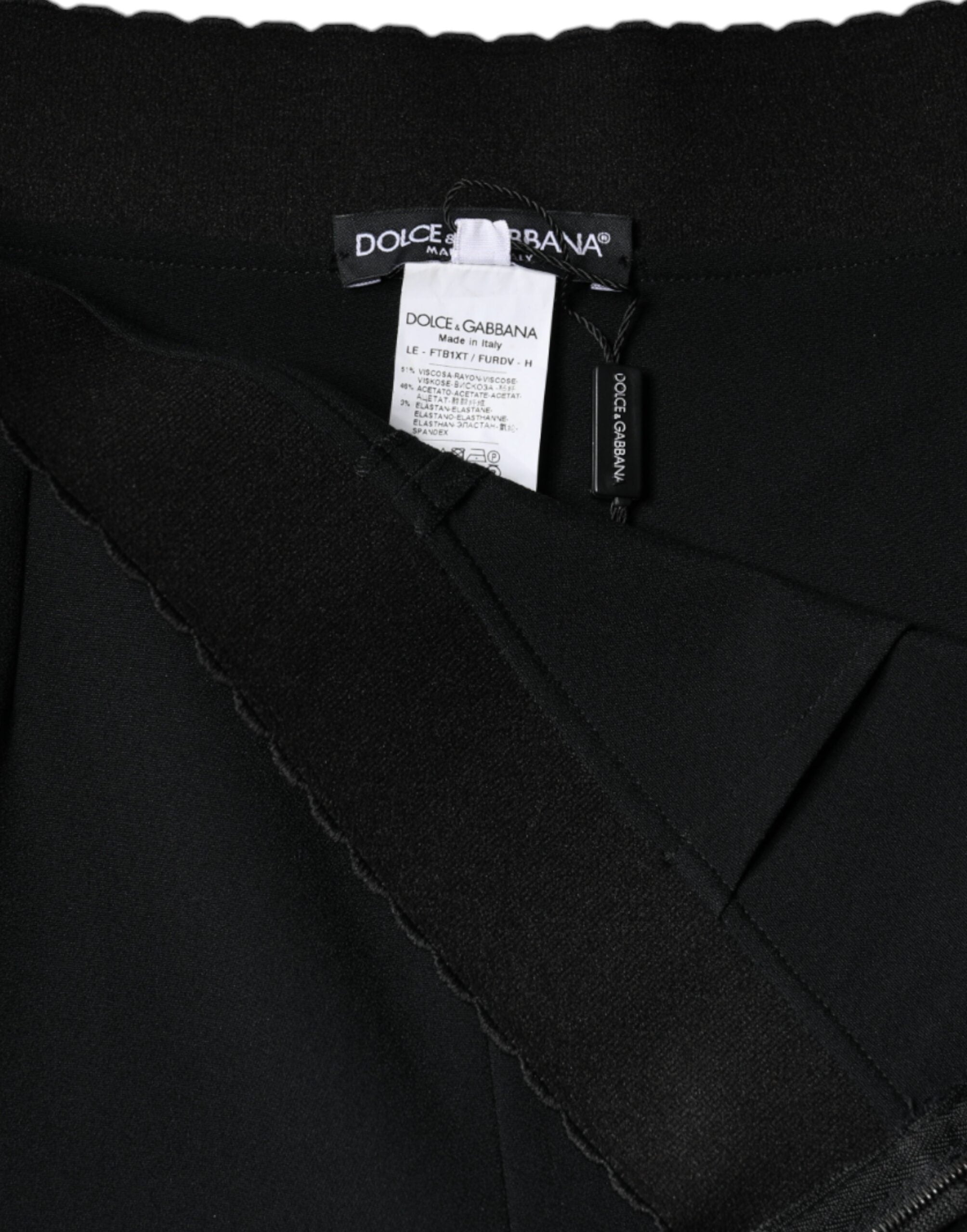 Dolce & Gabbana Black Viscose High Waist Tapered Pants -   -  Dolce & Gabbana.