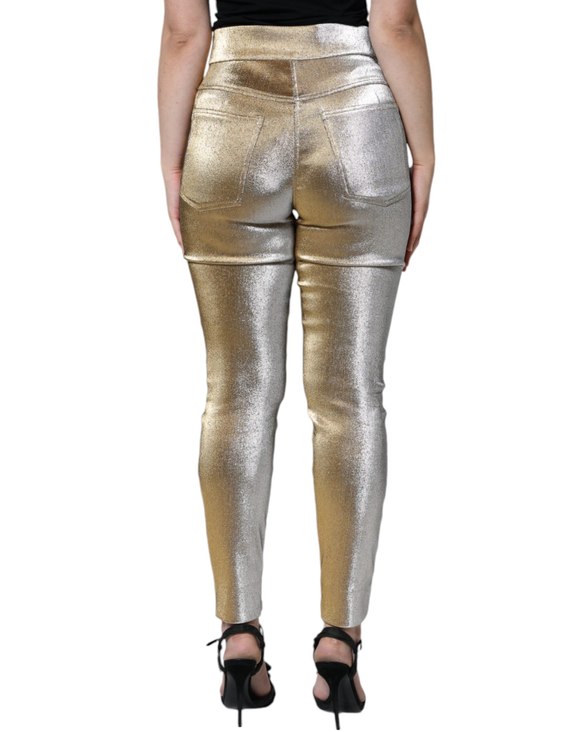 Dolce & Gabbana Metallic Gold High Waist Skinny Pants -   -  Dolce & Gabbana.