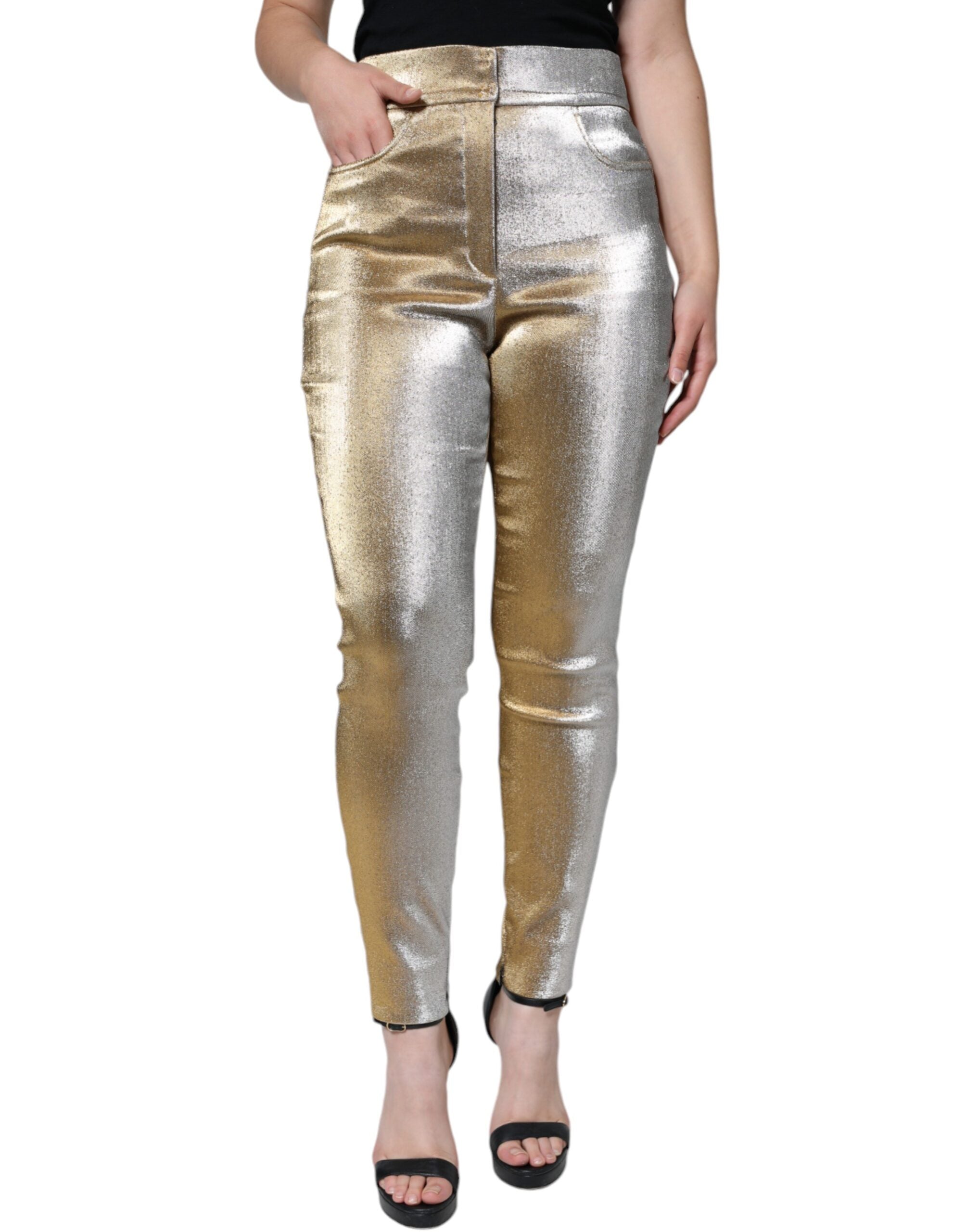 Dolce & Gabbana Metallic Gold High Waist Skinny Pants -   -  Dolce & Gabbana.