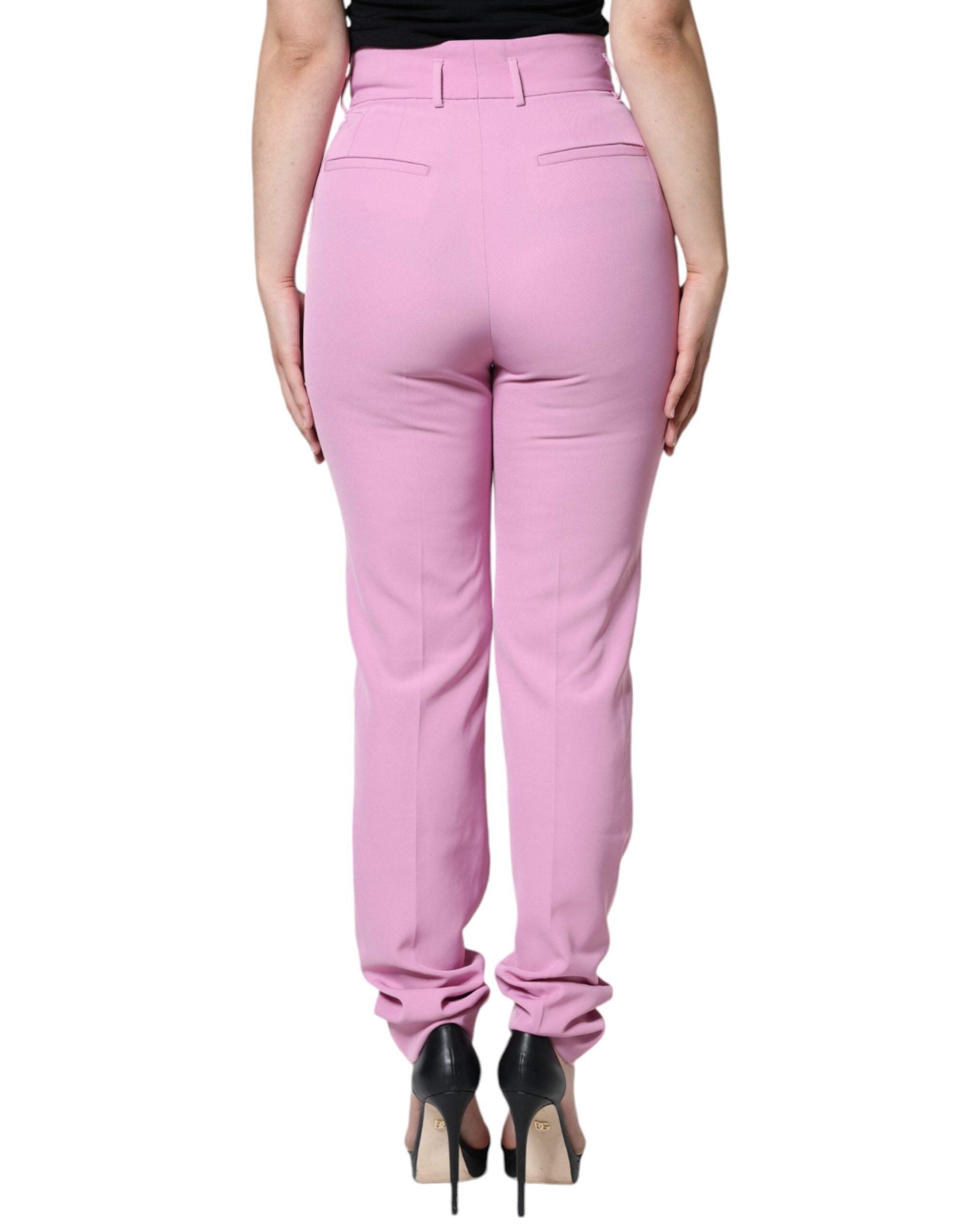 Dolce & Gabbana Pink Polyester High Waist Women Tapered Pants -   -  Dolce & Gabbana.