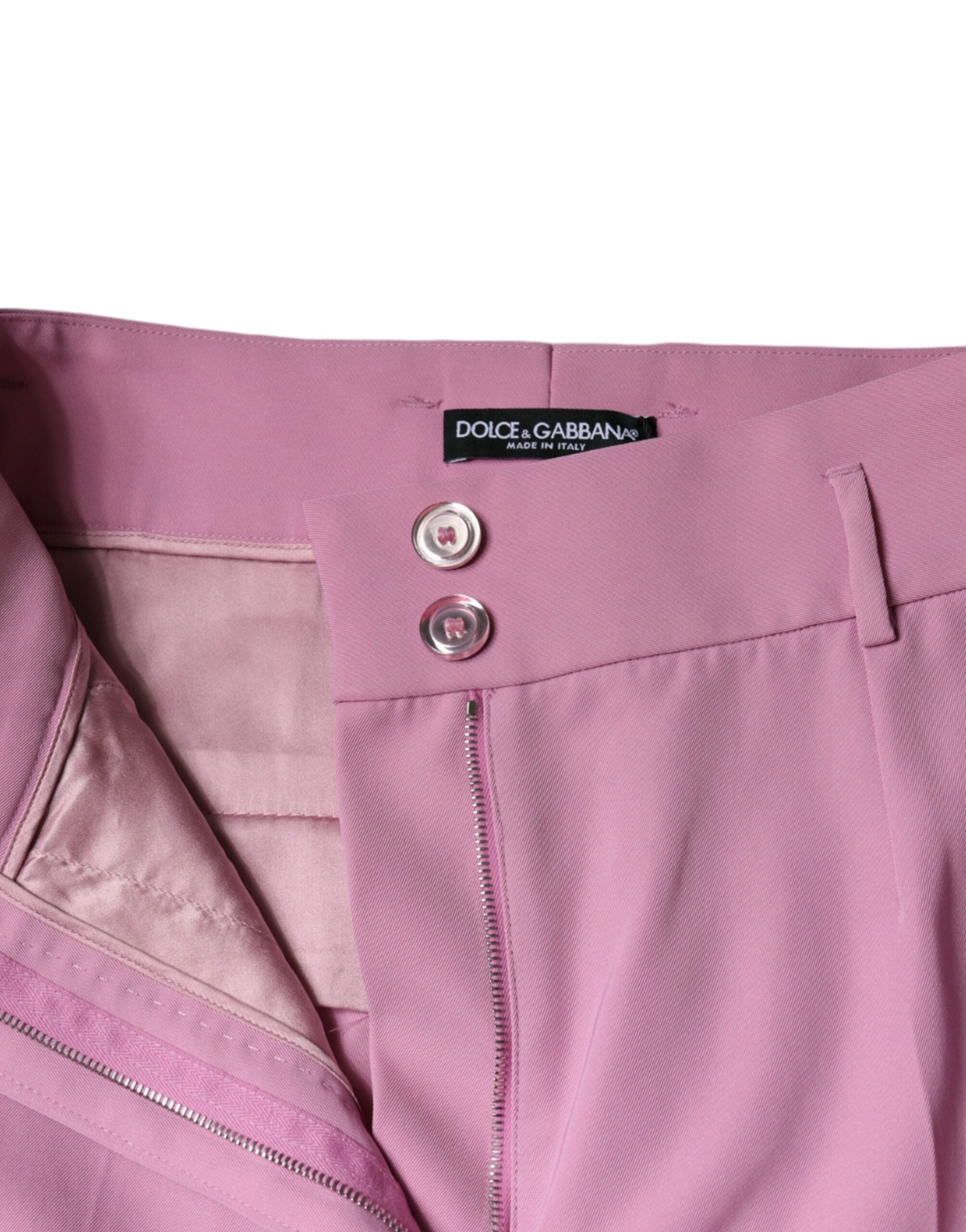 Dolce & Gabbana Pink Polyester High Waist Women Tapered Pants -   -  Dolce & Gabbana.
