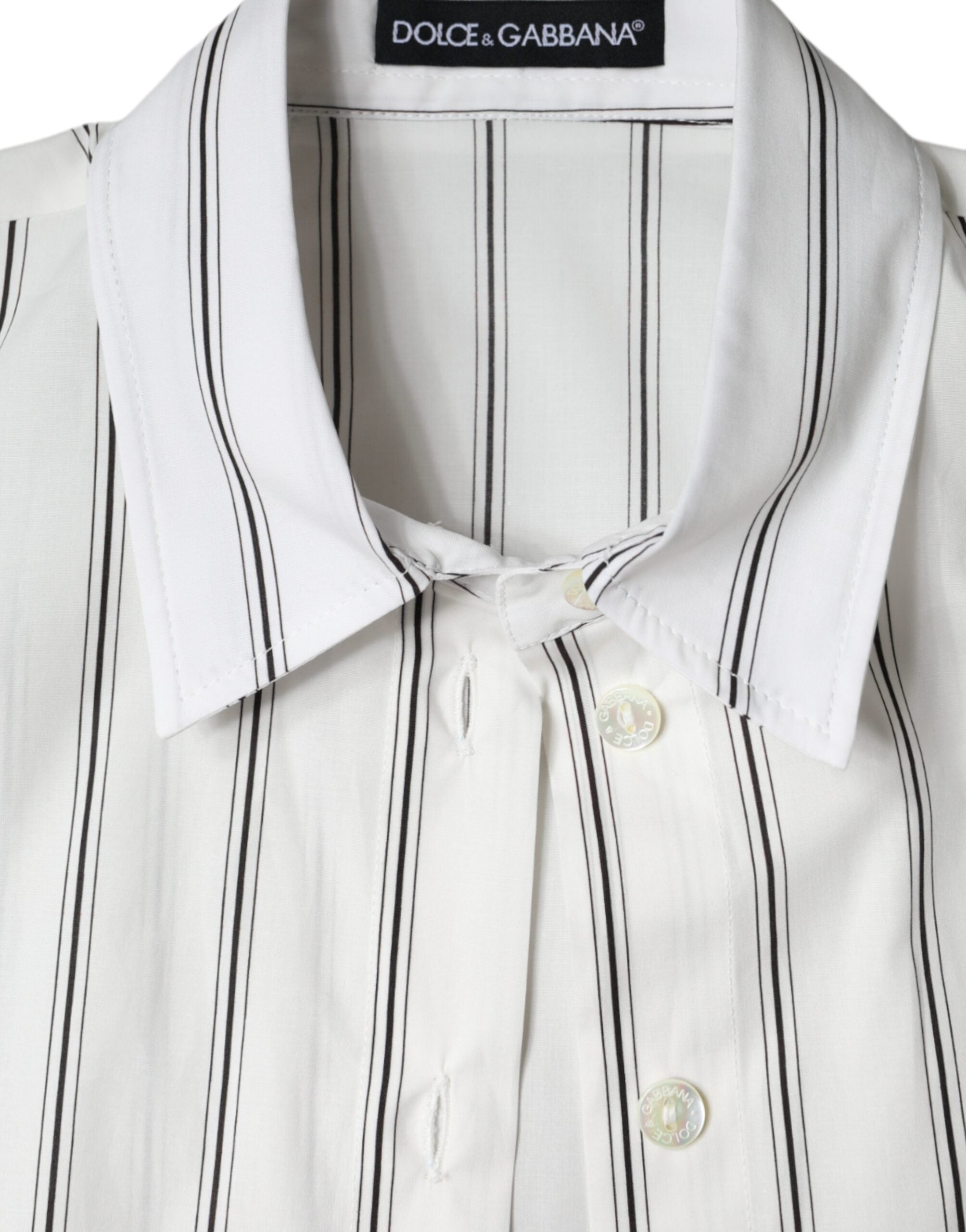 Dolce & Gabbana White Striped Collared Short Sleeve Polo Top -   -  Dolce & Gabbana.