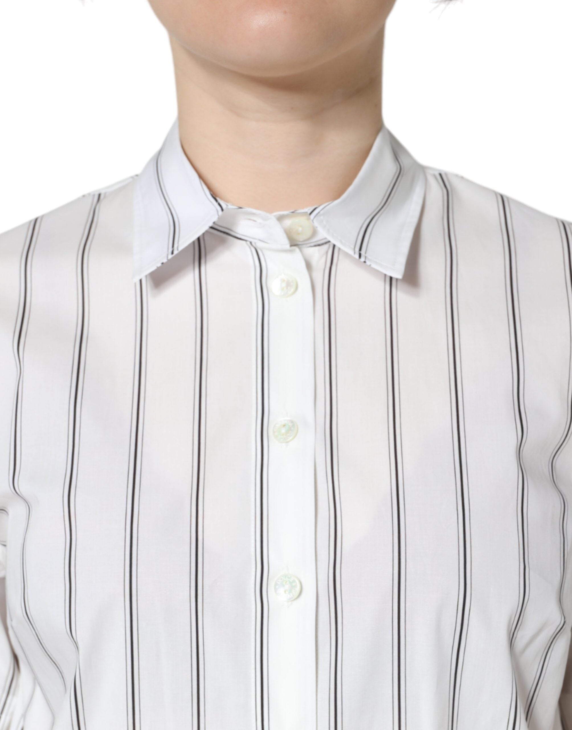 Dolce & Gabbana White Striped Collared Short Sleeve Polo Top -   -  Dolce & Gabbana.
