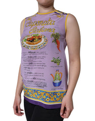 Dolce & Gabbana Purple Silk Caponata Siciliana Print Tank Top -   -  Dolce & Gabbana.