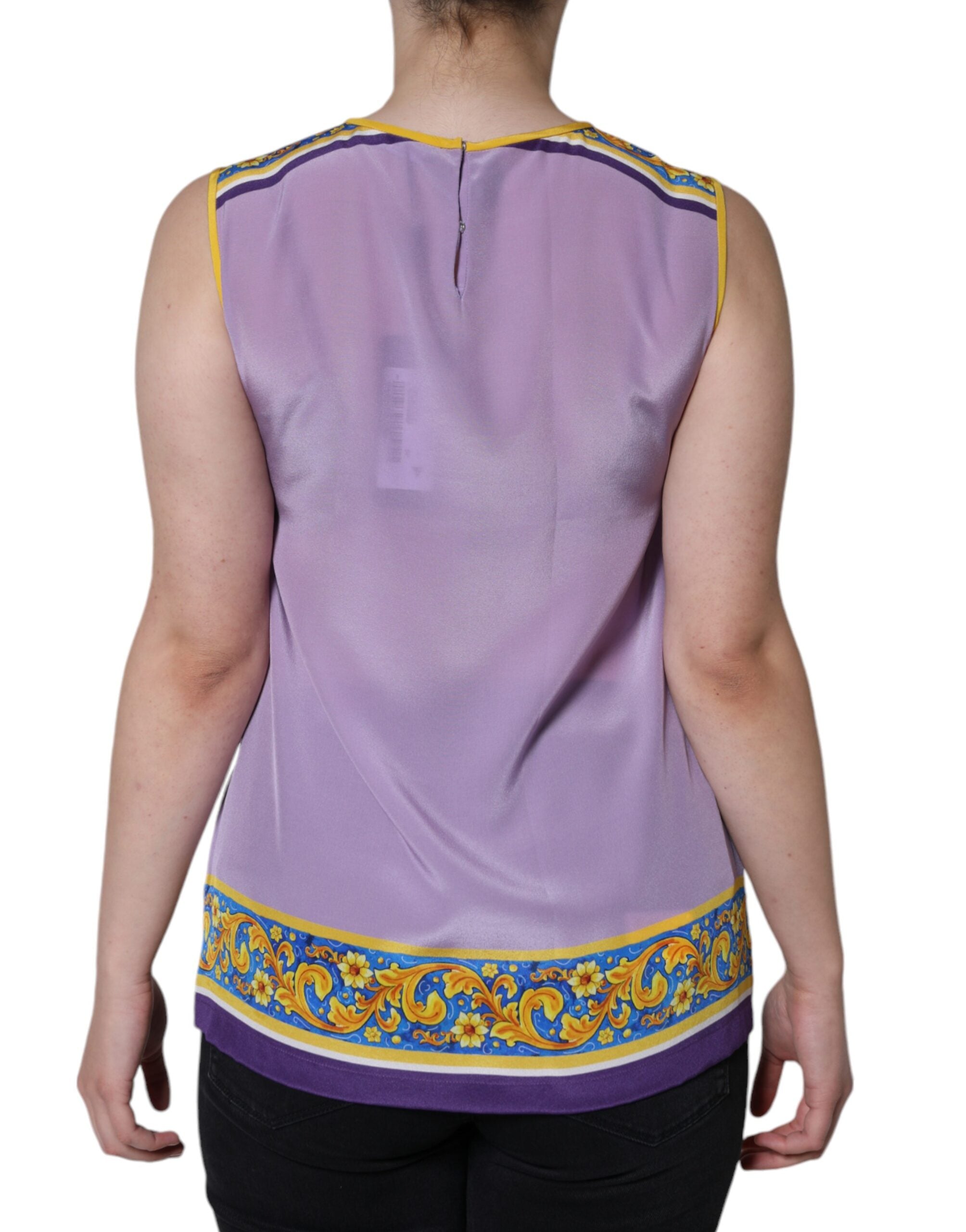 Dolce & Gabbana Purple Silk Caponata Siciliana Print Tank Top -   -  Dolce & Gabbana.