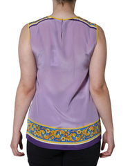 Dolce & Gabbana Purple Silk Caponata Siciliana Print Tank Top -   -  Dolce & Gabbana.