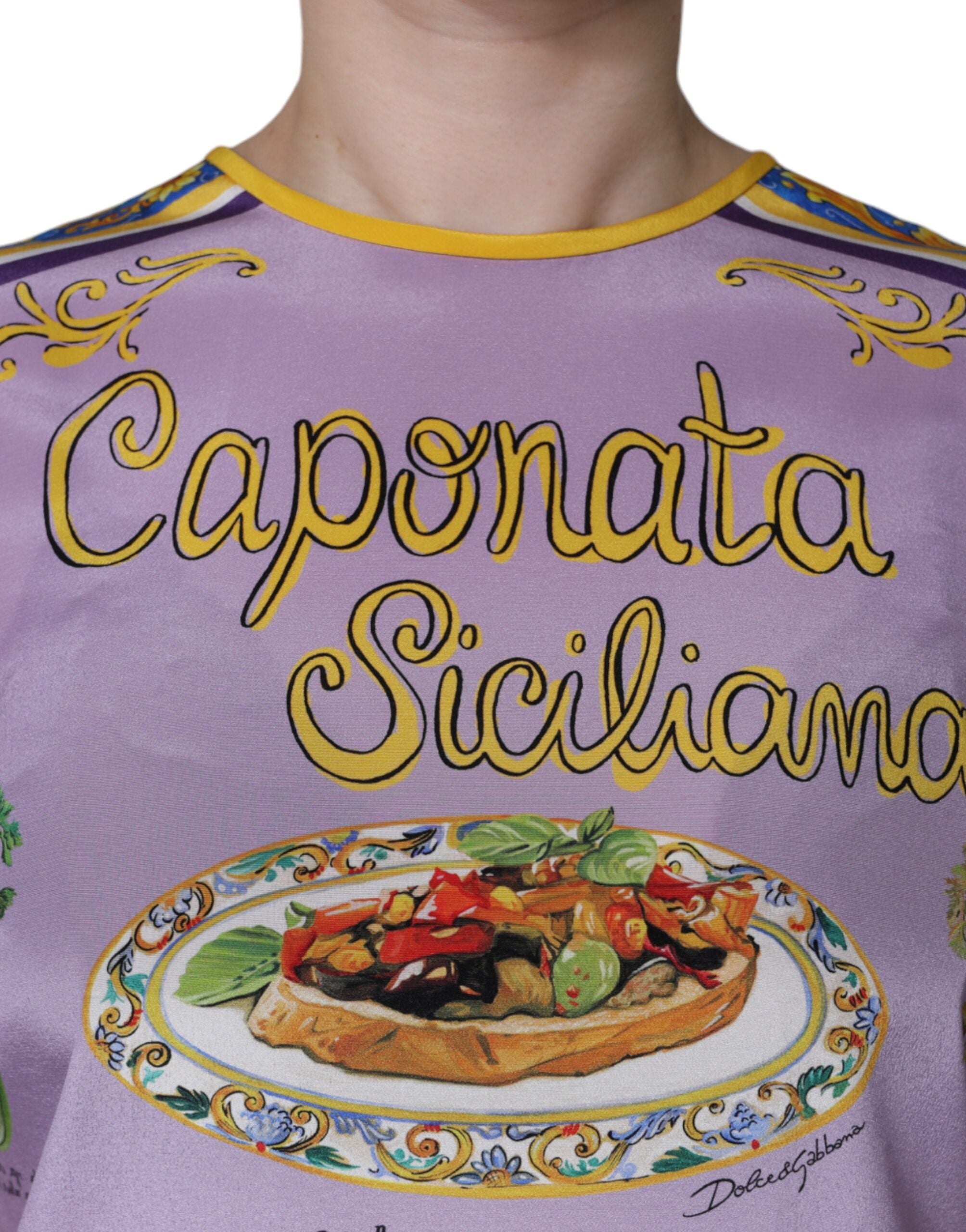Dolce & Gabbana Purple Silk Caponata Siciliana Print Tank Top -   -  Dolce & Gabbana.