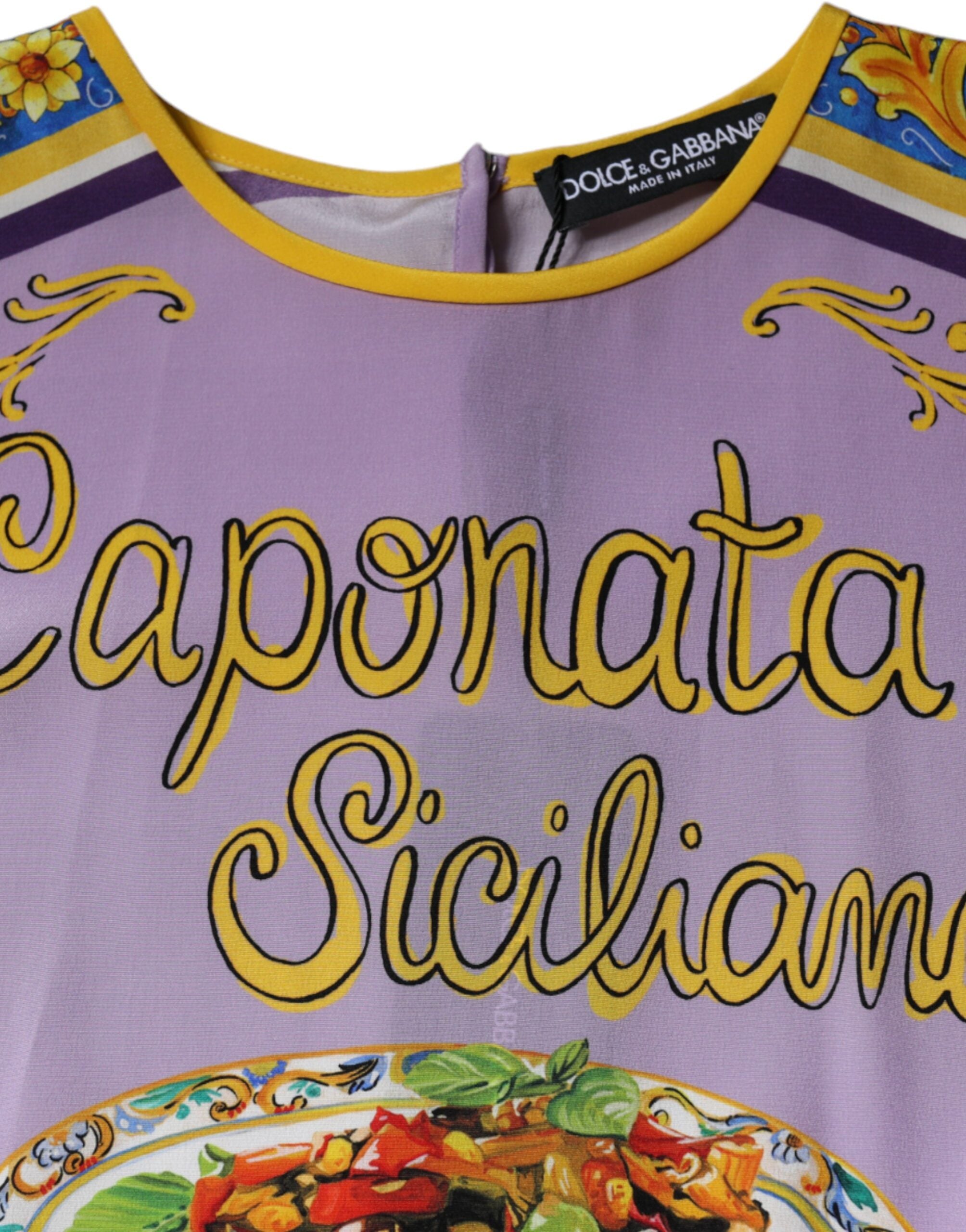 Dolce & Gabbana Purple Silk Caponata Siciliana Print Tank Top -   -  Dolce & Gabbana.