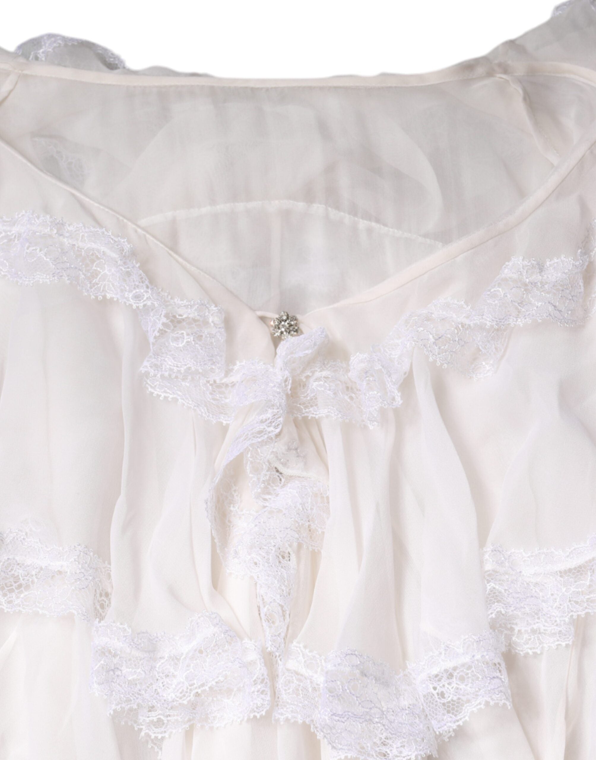 Dolce & Gabbana White Ruffles Lace Long Sleeve Blouse Top -   -  Dolce & Gabbana.