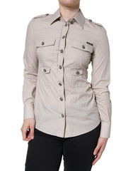 Dolce & Gabbana Beige Cotton Collared Button Down Shirt Top -   -  Dolce & Gabbana.