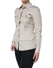 Dolce & Gabbana Beige Cotton Collared Button Down Shirt Top -   -  Dolce & Gabbana.