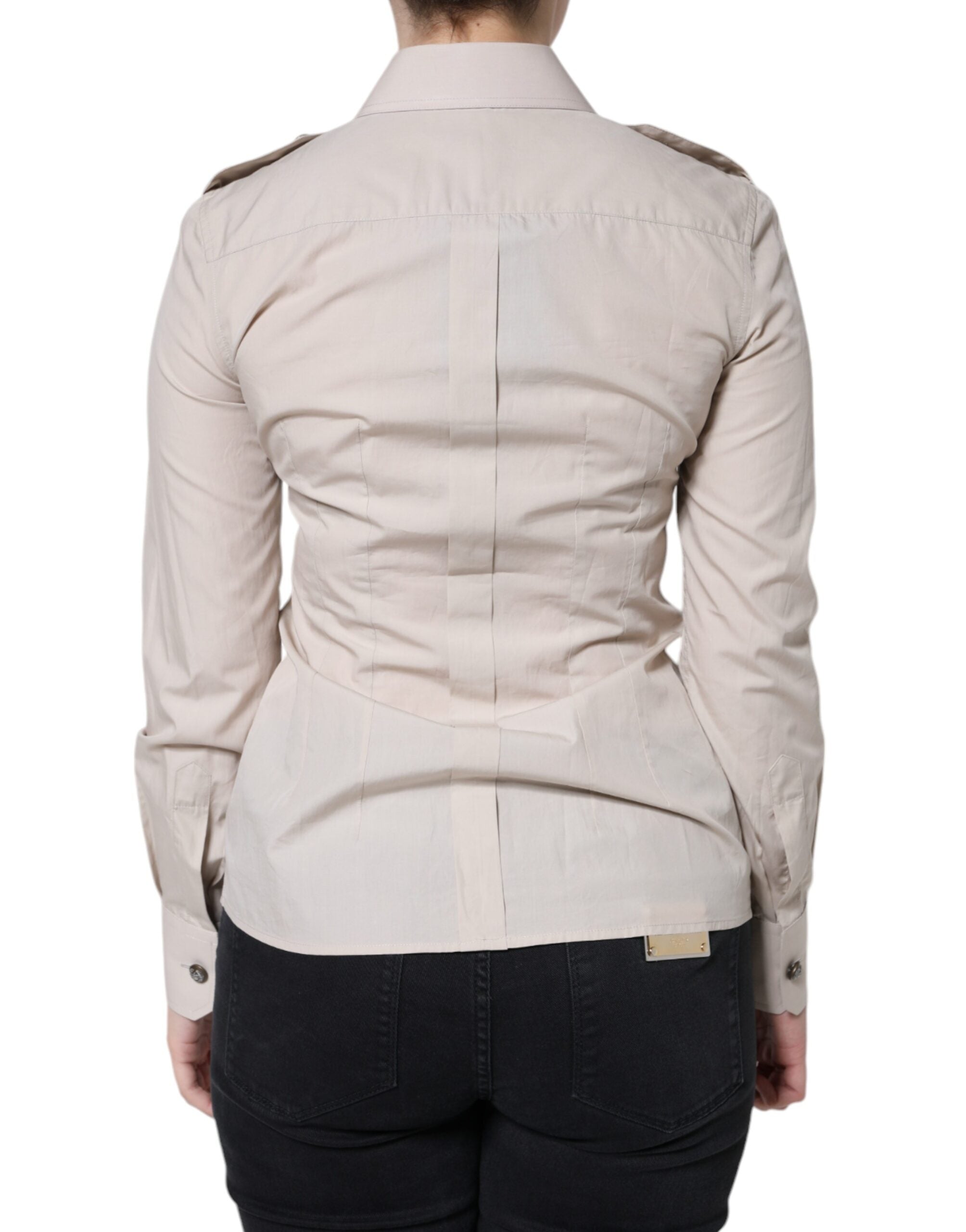 Dolce & Gabbana Beige Cotton Collared Button Down Shirt Top -   -  Dolce & Gabbana.