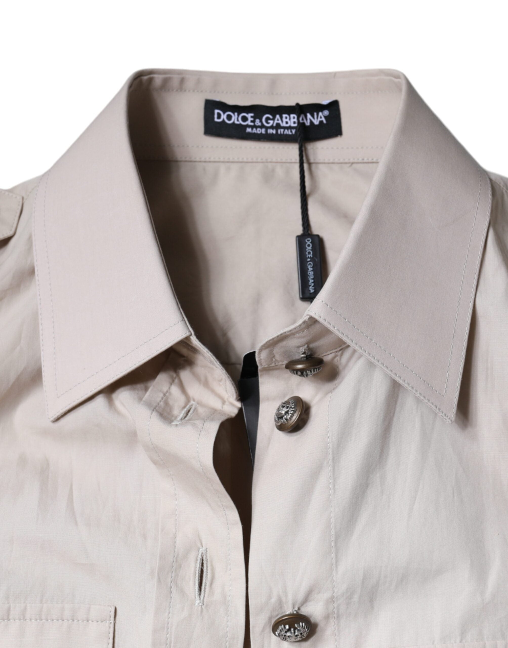 Dolce & Gabbana Beige Cotton Collared Button Down Shirt Top -   -  Dolce & Gabbana.