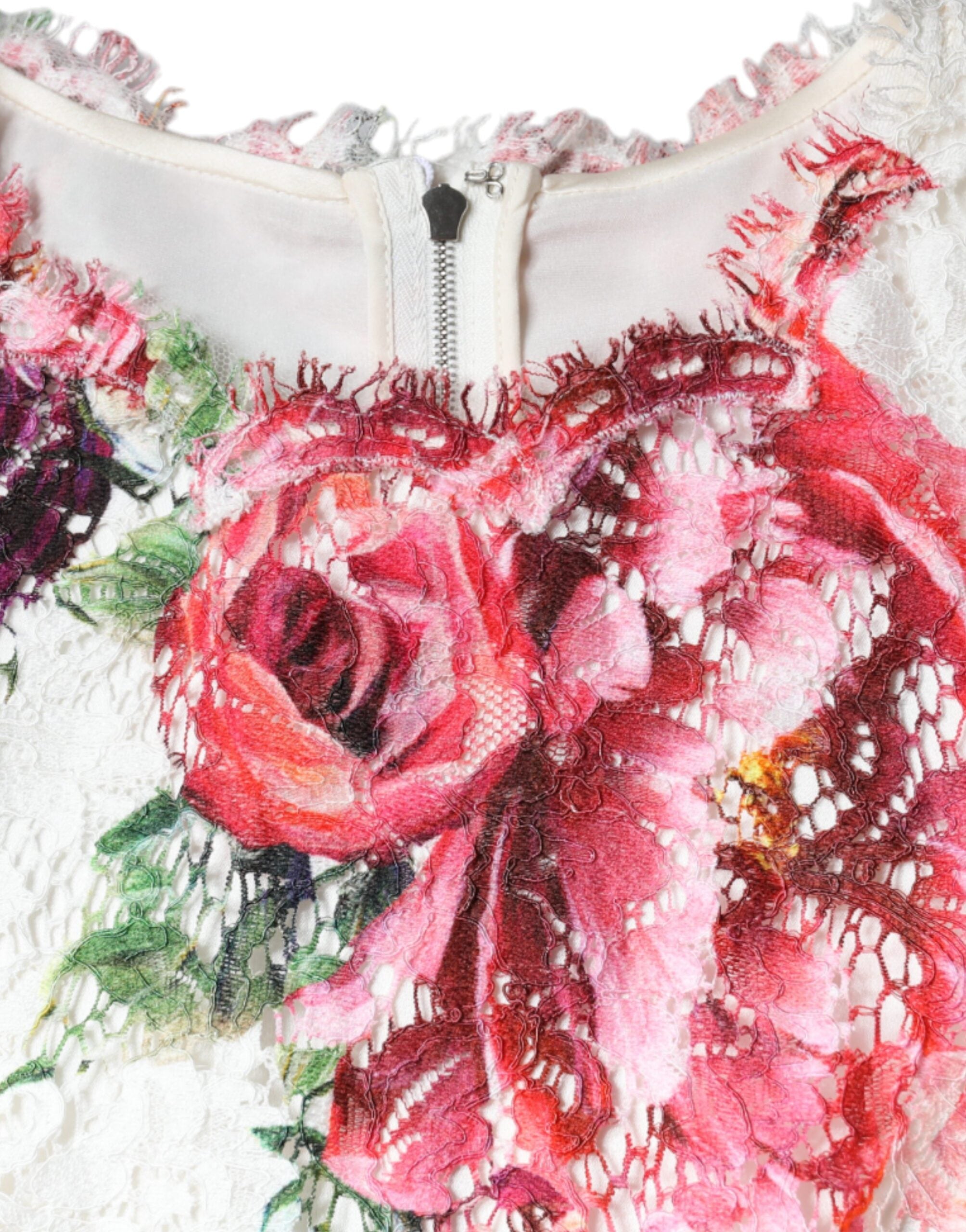 Dolce & Gabbana White Peony Lace Short Sleeves Blouse Top -   -  Dolce & Gabbana.