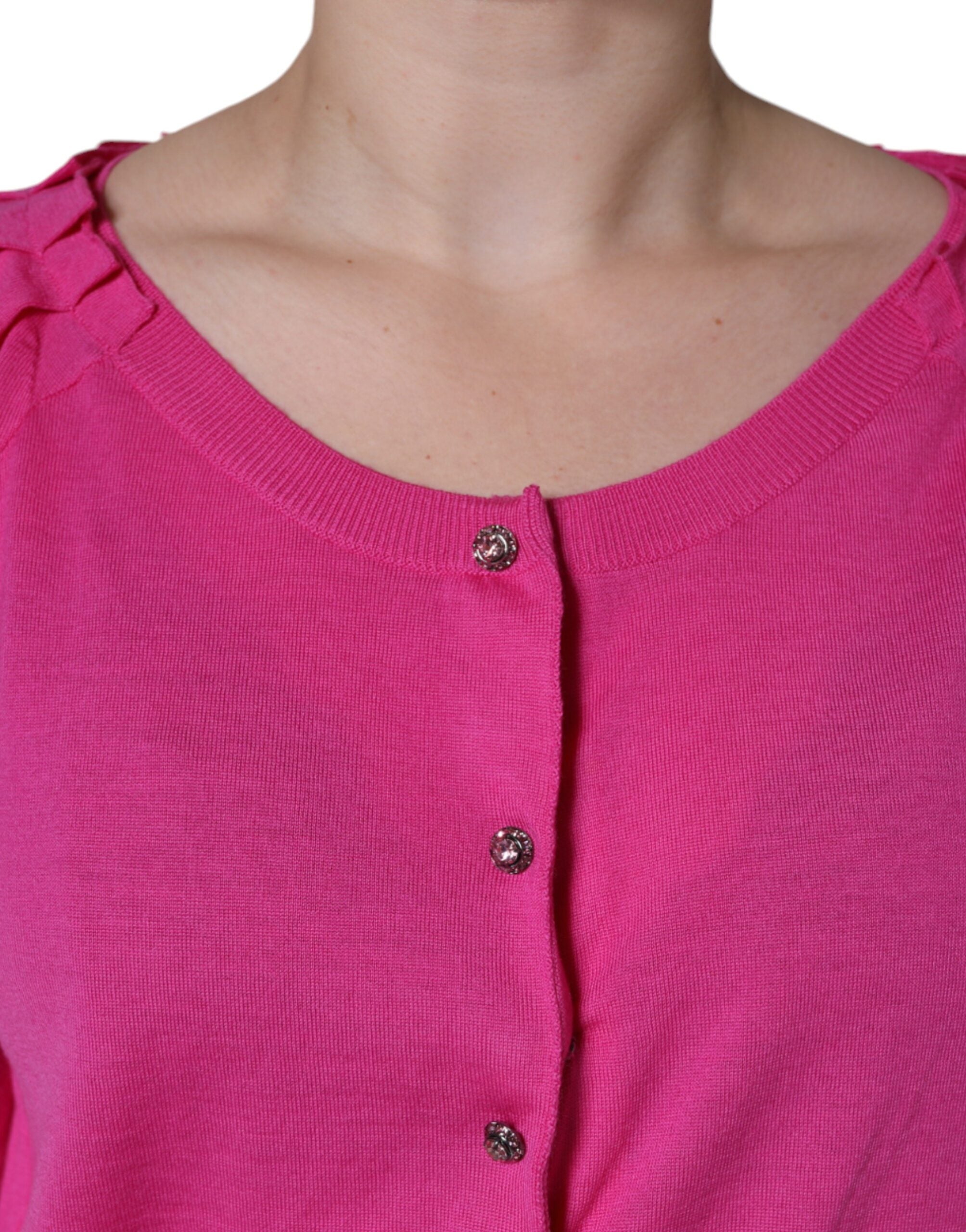 Dolce & Gabbana Pink Wool Button Down Short Sleeve Blouse Top -   -  Dolce & Gabbana.