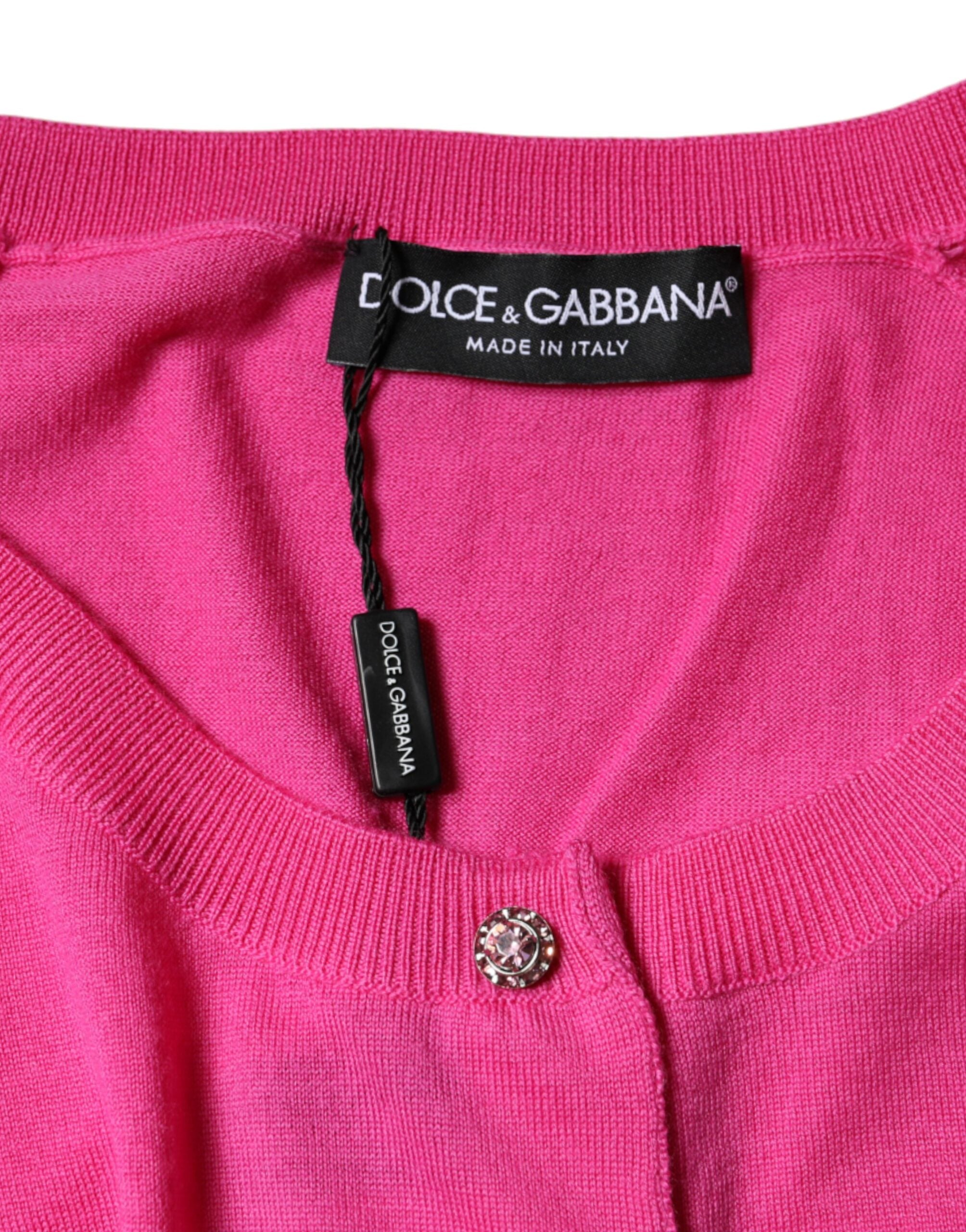 Dolce & Gabbana Pink Wool Button Down Short Sleeve Blouse Top -   -  Dolce & Gabbana.