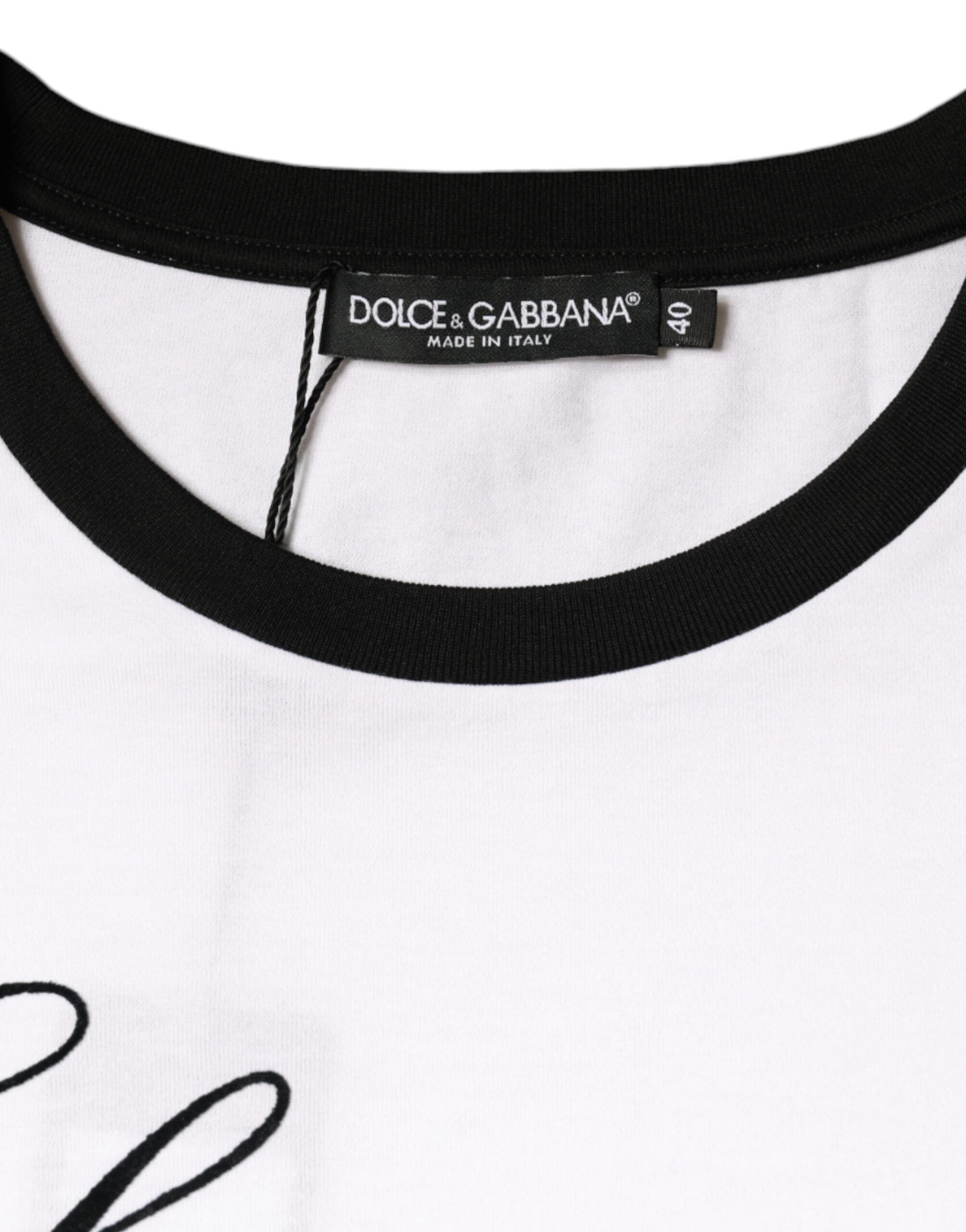 Dolce & Gabbana White Eleganza Print Cotton Short Sleeves T-shirt -   -  Dolce & Gabbana.