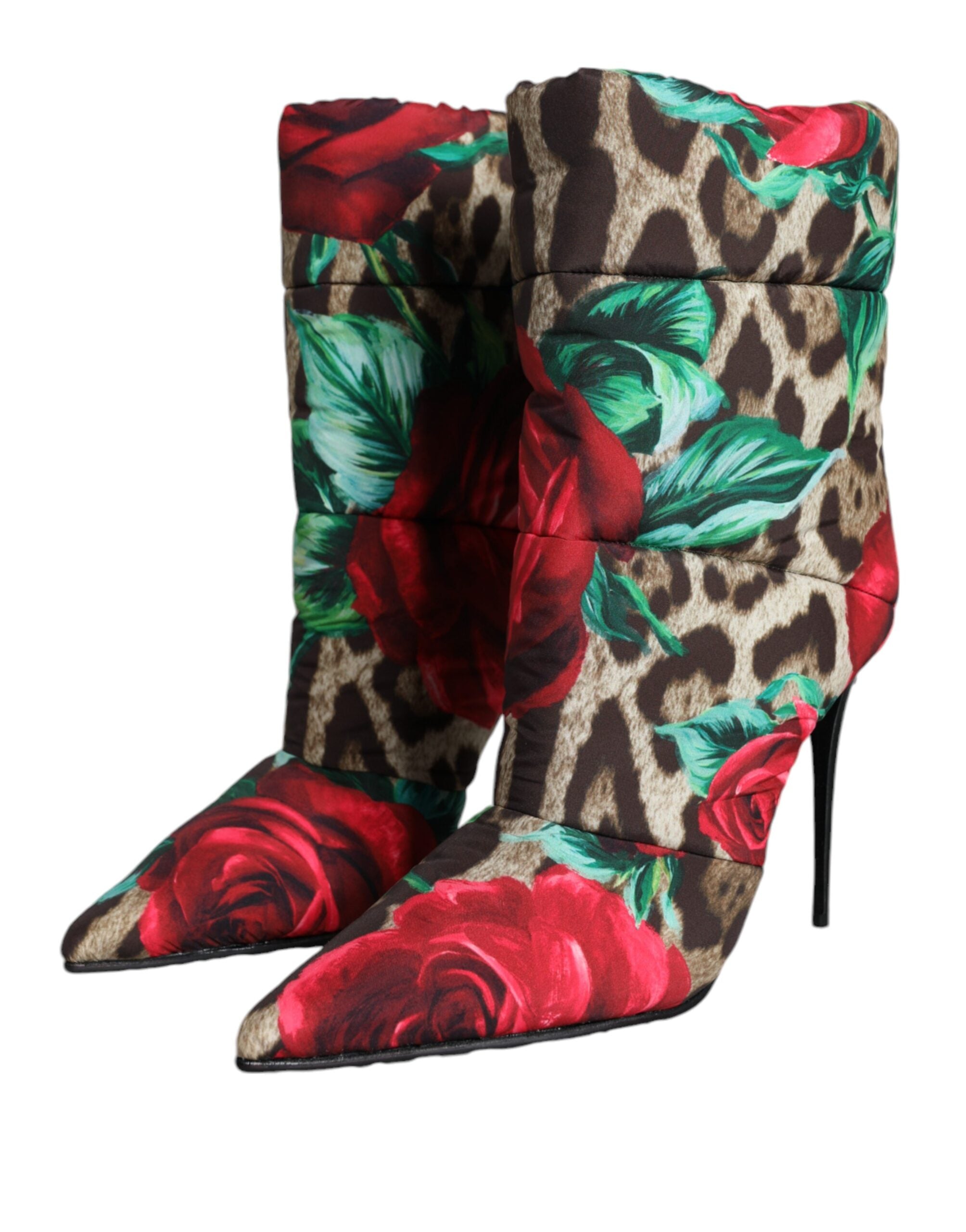 Dolce & Gabbana Multicolor Leopard Rose Mid Calf Boots Shoes -   -  Dolce & Gabbana.