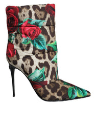 Dolce & Gabbana Multicolor Leopard Rose Mid Calf Boots Shoes -   -  Dolce & Gabbana.