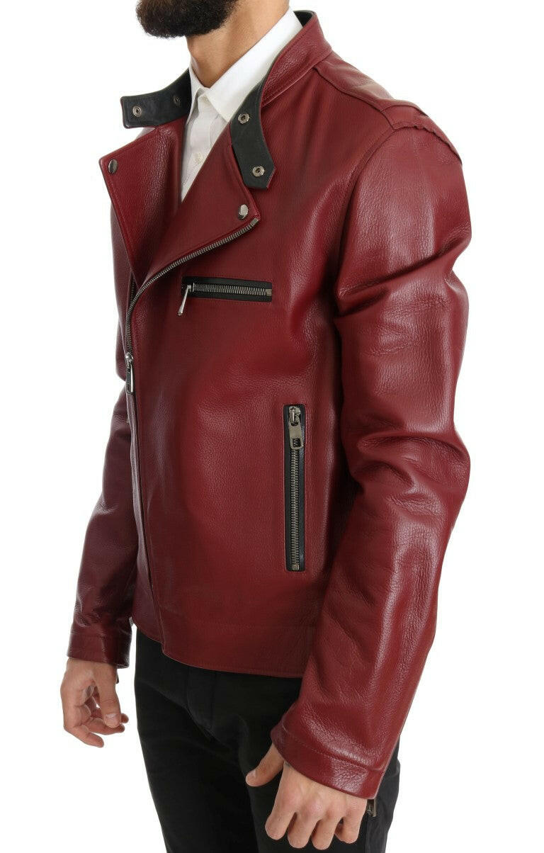 Dolce & Gabbana Red Leather Deerskin Jacket -   -  Dolce & Gabbana.