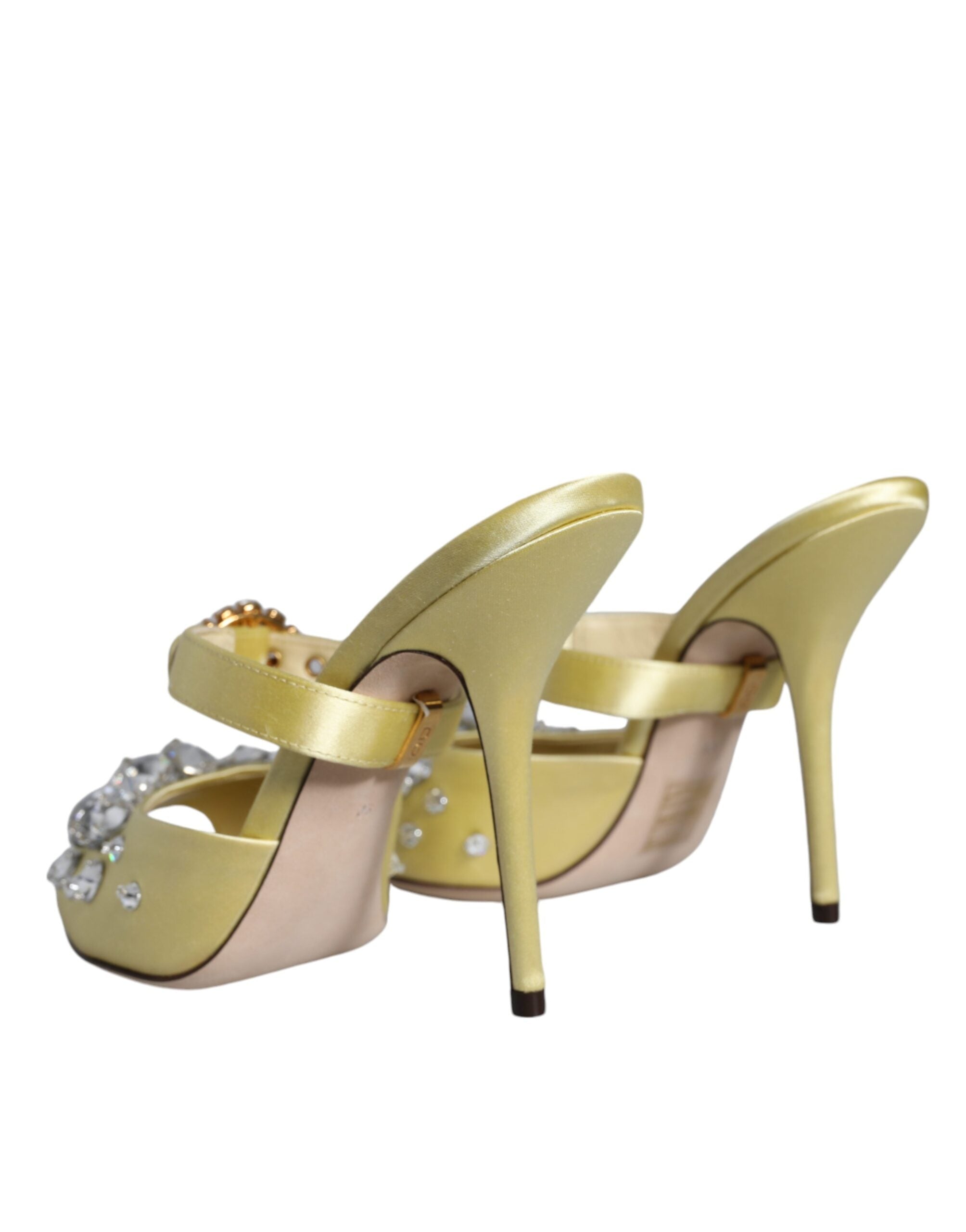 Dolce & Gabbana Yellow Mary Janes Satin Crystal Sandals Shoes -   -  Dolce & Gabbana.
