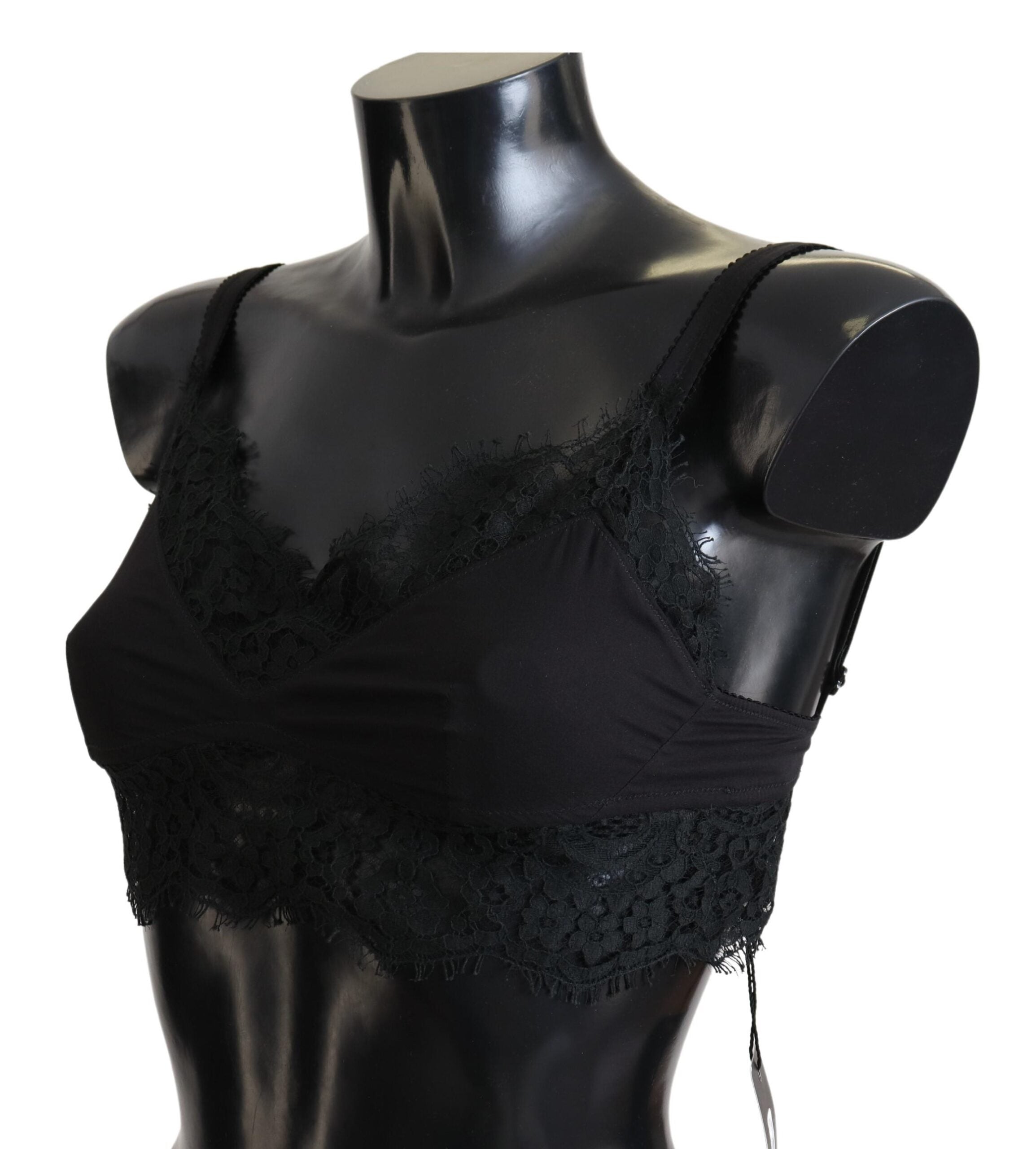 Dolce & Gabbana Black Floral Lace Stretch Bralette Underwear -   -  Dolce & Gabbana.