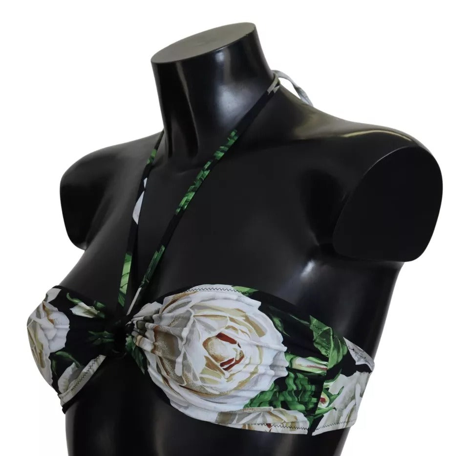 Dolce & Gabbana Black Floral Halter Beachwear Swimwear Bikini Top -   -  Dolce & Gabbana.