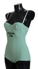 Dolce & Gabbana White Green Stripes One Piece Beachwear Swimwear -   -  Dolce & Gabbana.