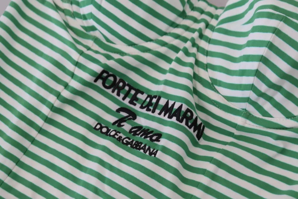 Dolce & Gabbana White Green Stripes One Piece Beachwear Swimwear -   -  Dolce & Gabbana.