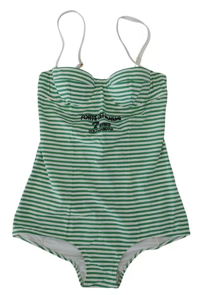 Dolce & Gabbana White Green Stripes One Piece Beachwear Swimwear -   -  Dolce & Gabbana.
