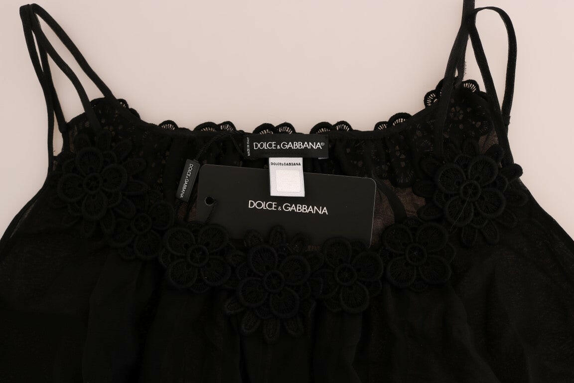 Dolce & Gabbana Black Silk Lace Chemise Dress -   -  Dolce & Gabbana.