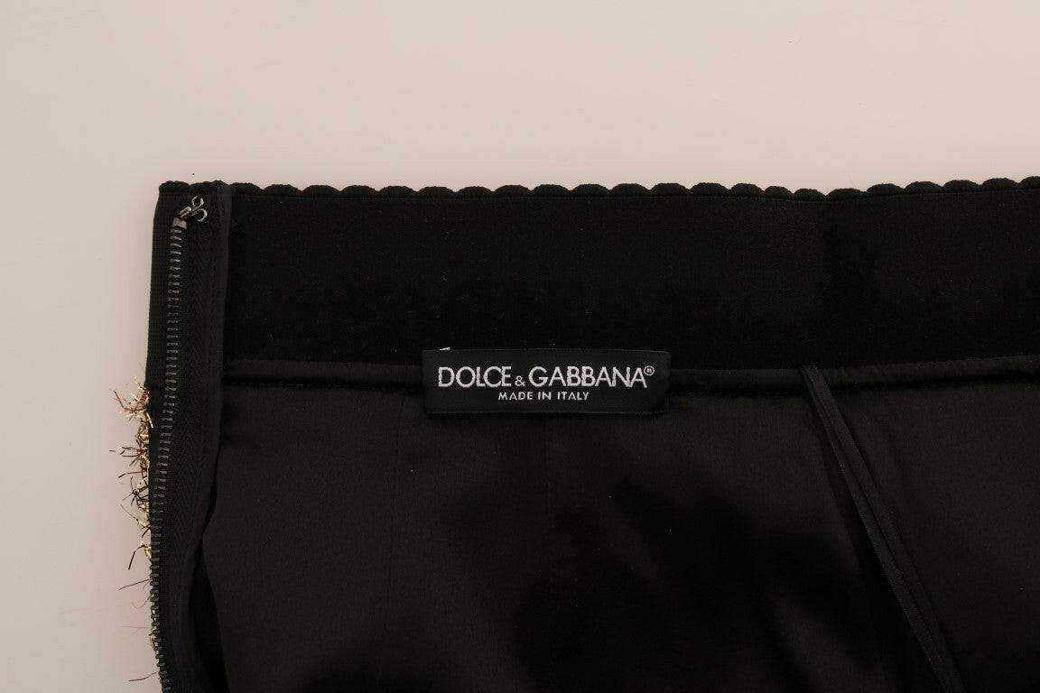 Dolce & Gabbana Gold Black Short Mini Skirt -   -  Dolce & Gabbana.