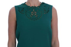 Dolce & Gabbana Green Floral Cutout Silk Wool Dress -   -  Dolce & Gabbana.