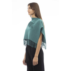 Alpha Studio Green Wool Women Poncho with Fringes -   -  Alpha Studio.