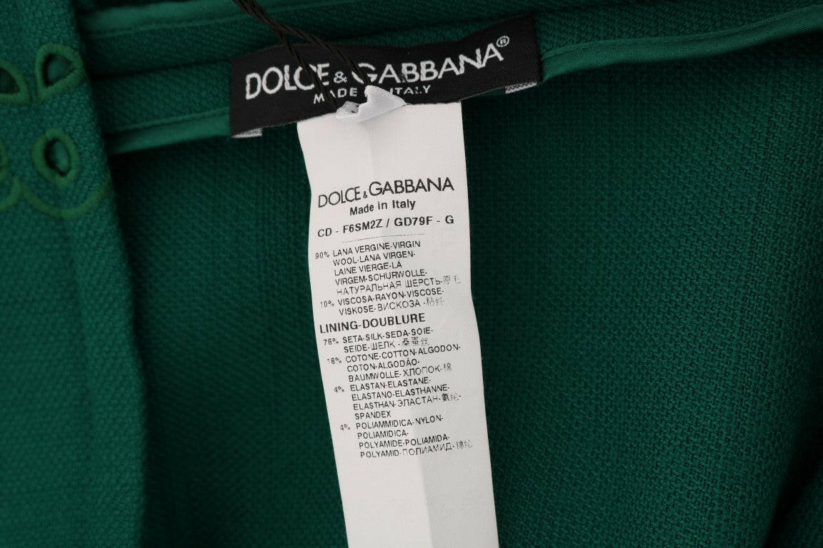Dolce & Gabbana Green Floral Cutout Silk Wool Dress -   -  Dolce & Gabbana.