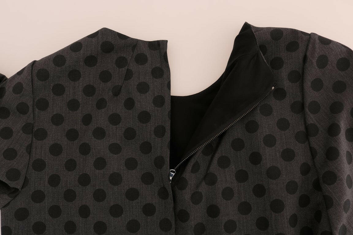 Dolce & Gabbana Gray Polka Dotted Wool Stretch Dress -   -  Dolce & Gabbana.